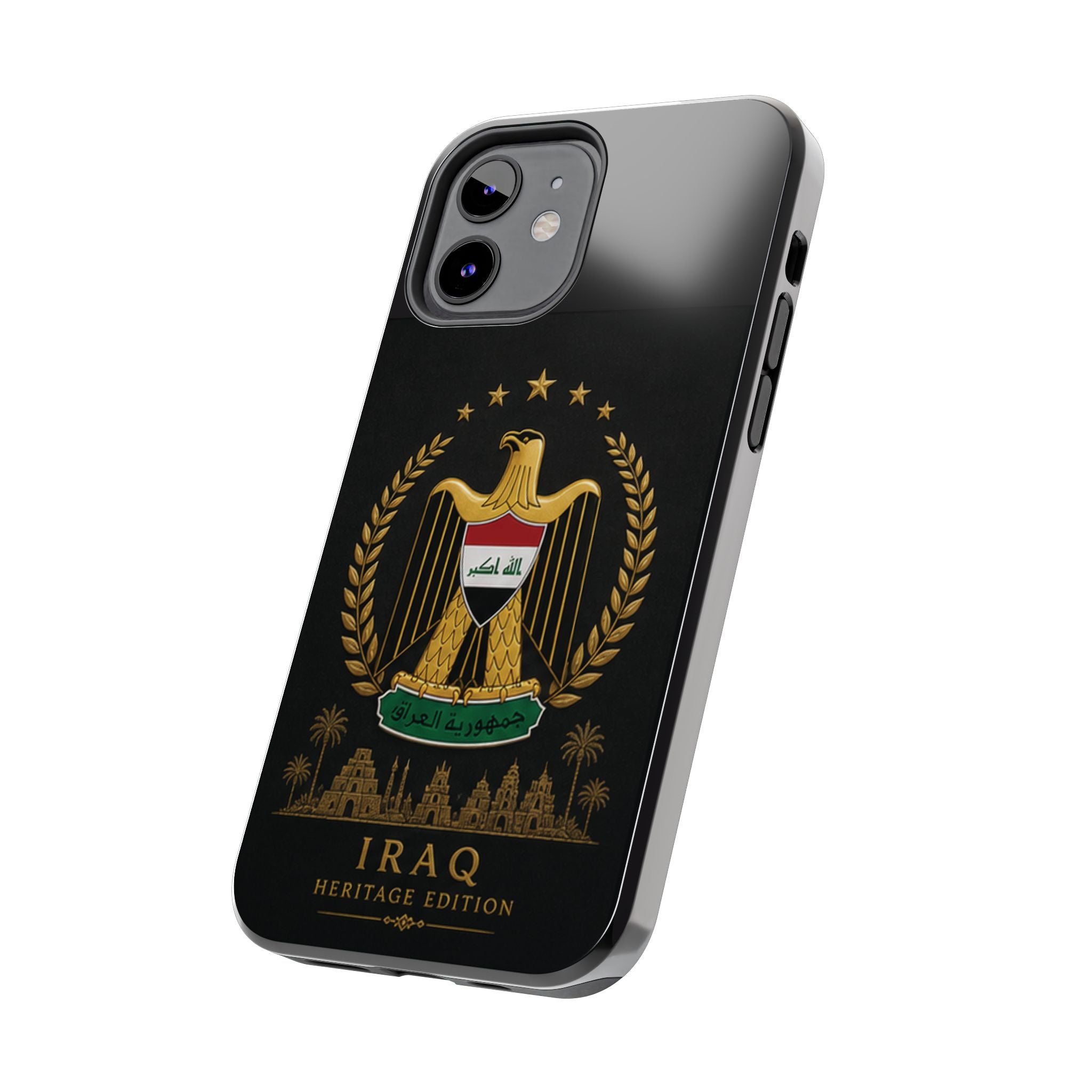Iraq Coat of Arms Tough Phone Case — Arabic ‘Allahu Akbar’ Military Eagle Design