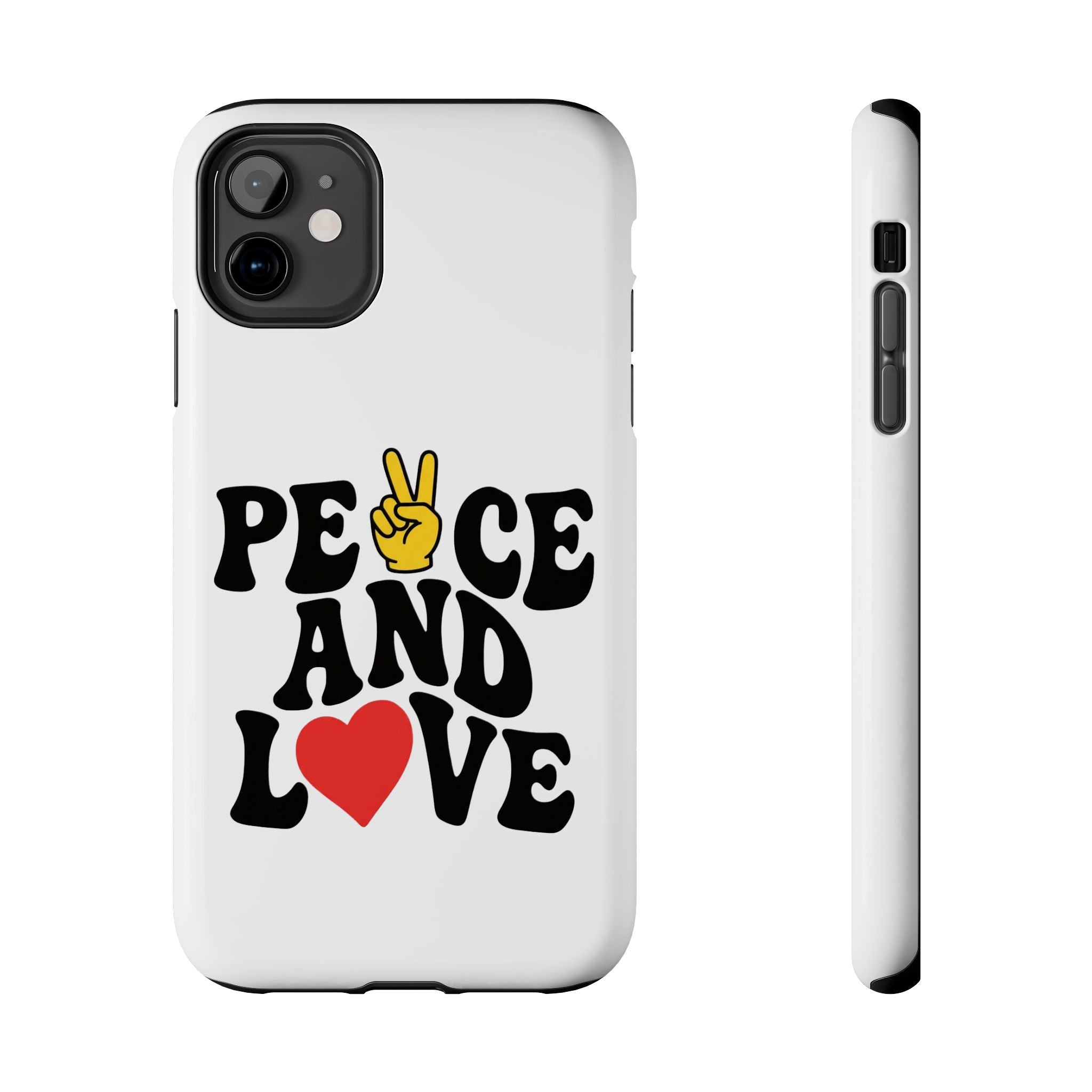 Peace and Love Tough Phone Case — Retro Peace Sign & Heart Protective Cover