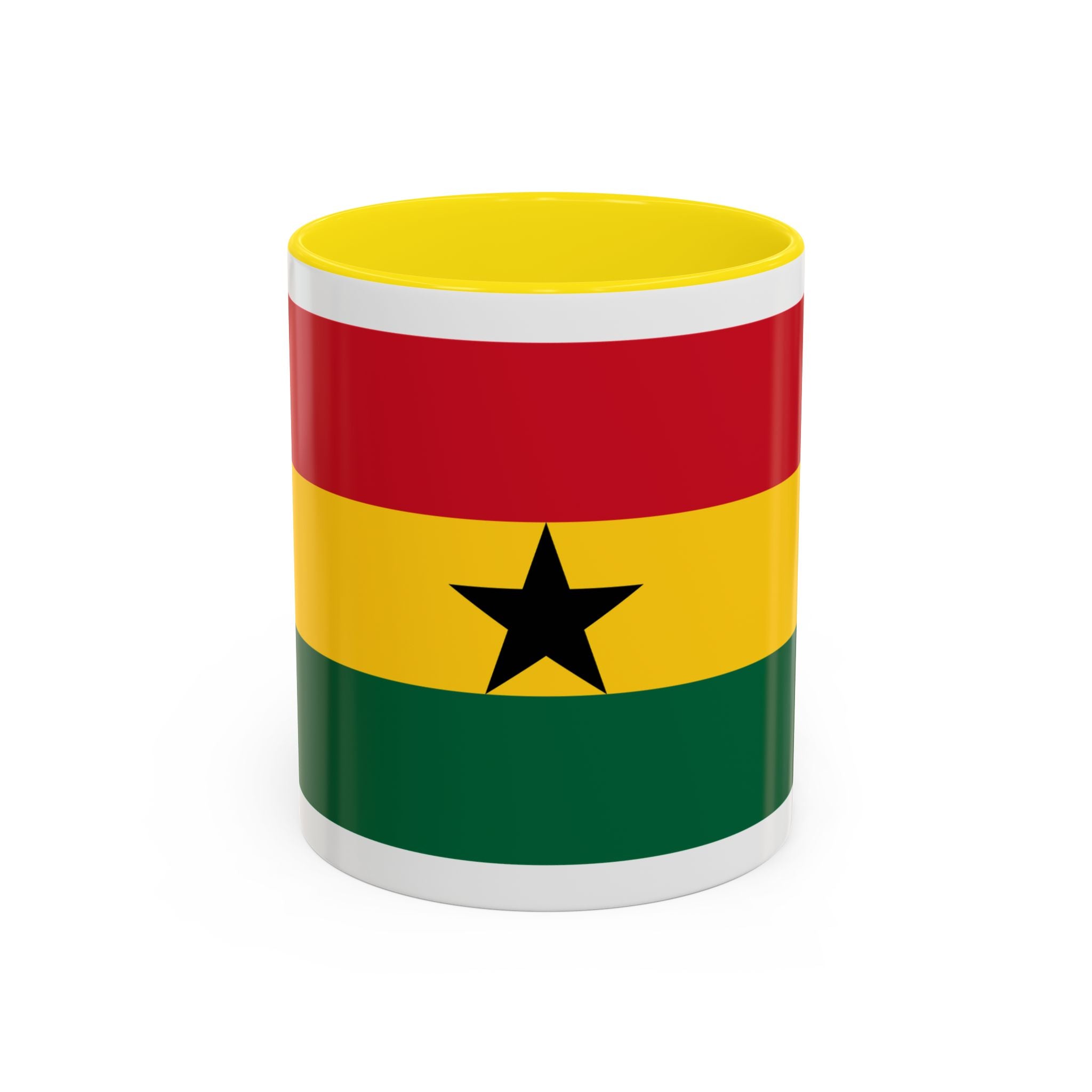 Ghana Flag Accent Coffee Mug – Black Star Red Yellow Green 11/15oz