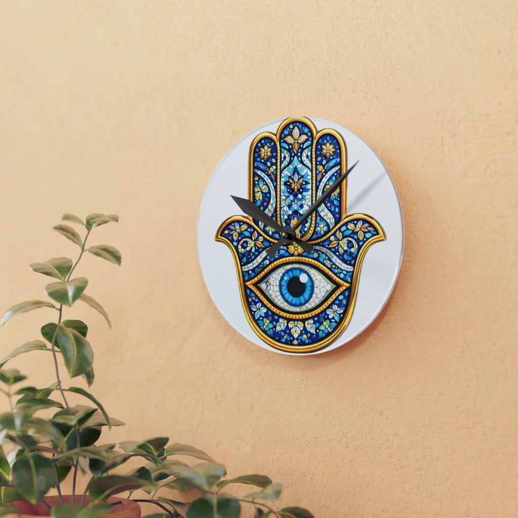 Hamsa Evil Eye Acrylic Wall Clock