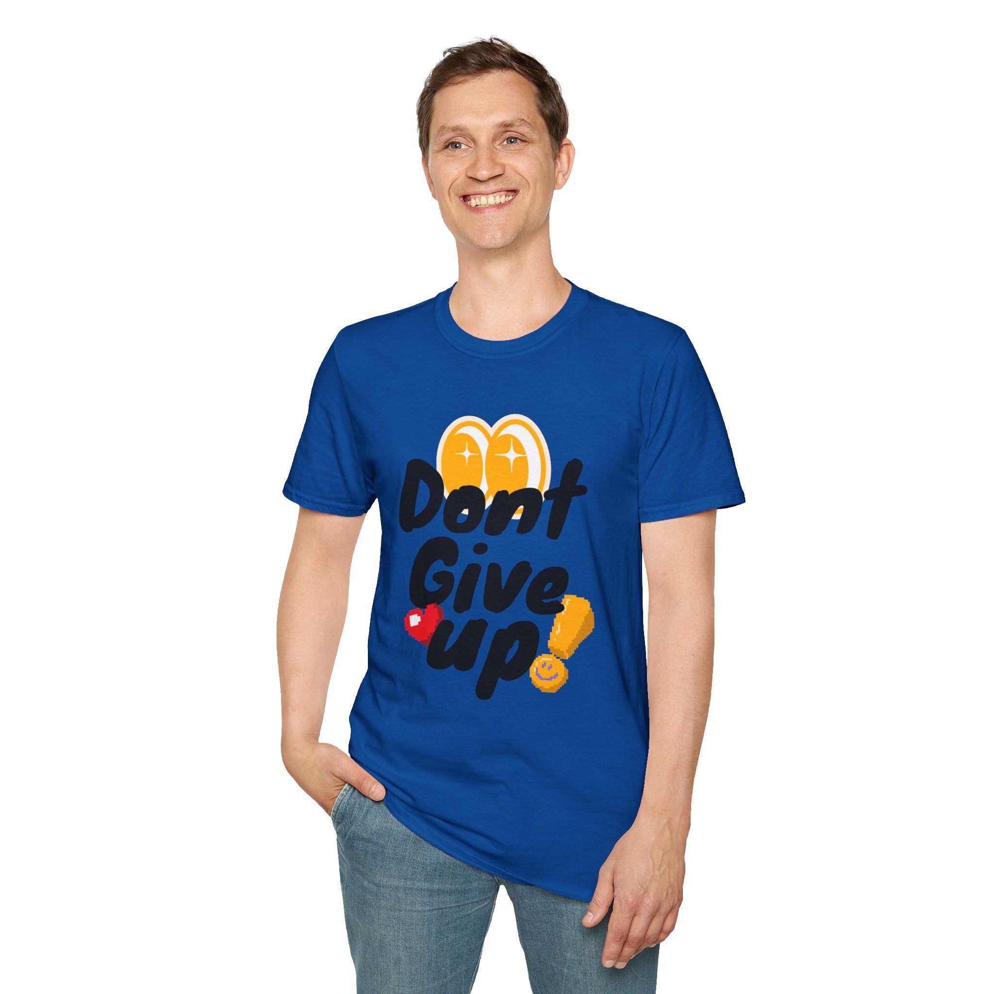 Don't Give Up T-Shirt — Motivational Graphic Tee with Positive Icons