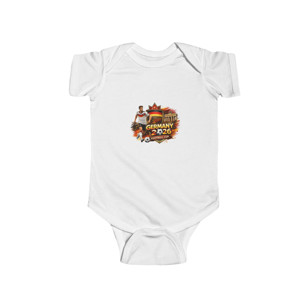 Infant Bodysuit – Germany 2026 Soccer Fan Graphic with Crossed German Flags