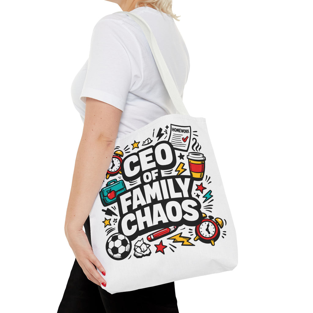 CEO of Family Chaos Tote Bag – Funny Mom/Dad Gift, Daily Errand & School Run Tote