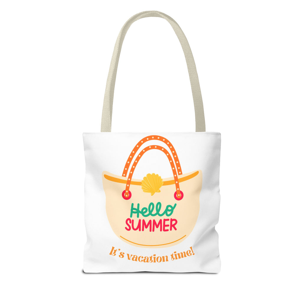 Hello Summer Tote Bag — "It's Vacation Time!" Beach Canvas Tote