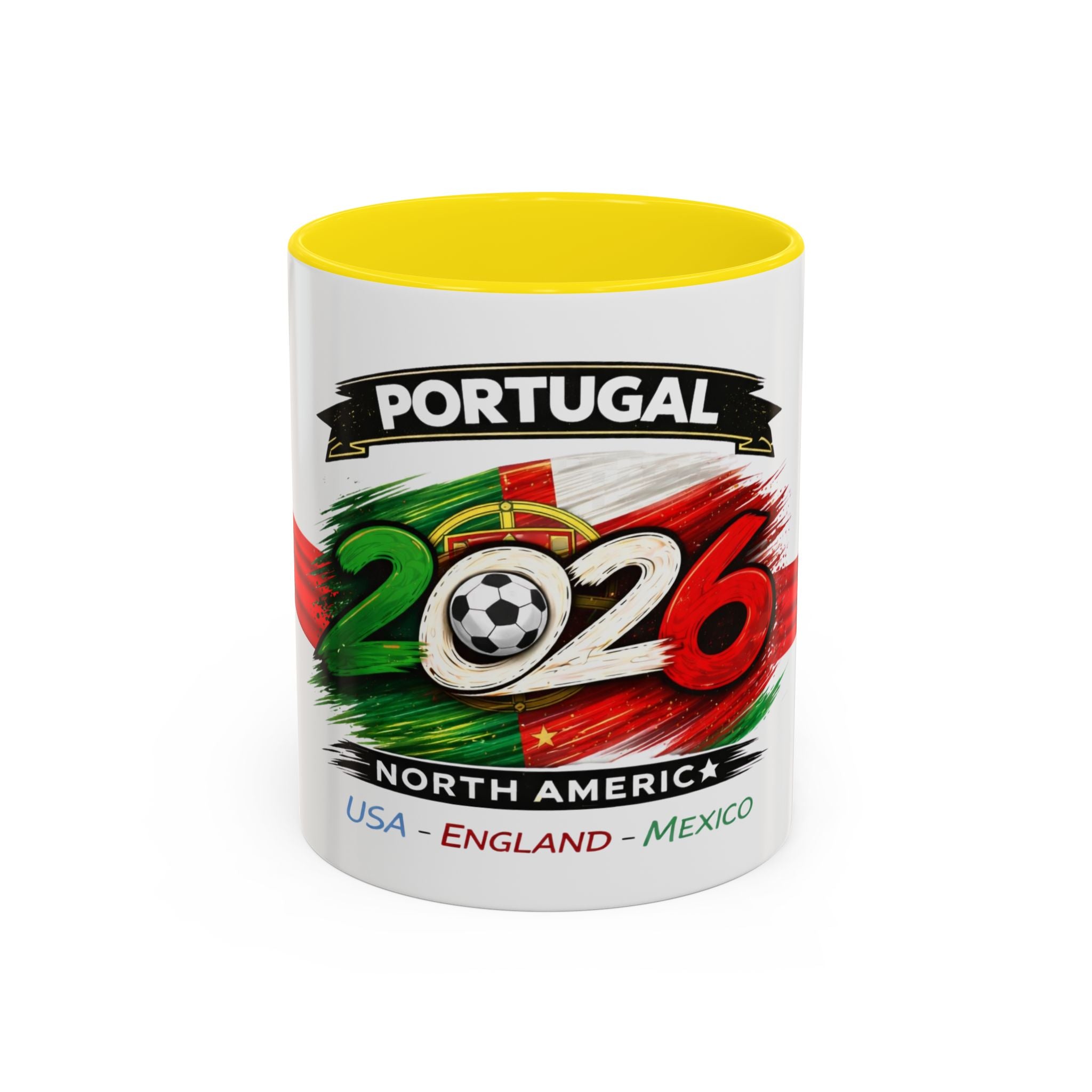 Portugal 2026 Soccer Cup Accent Coffee Mug — USA England Mexico Host Nations