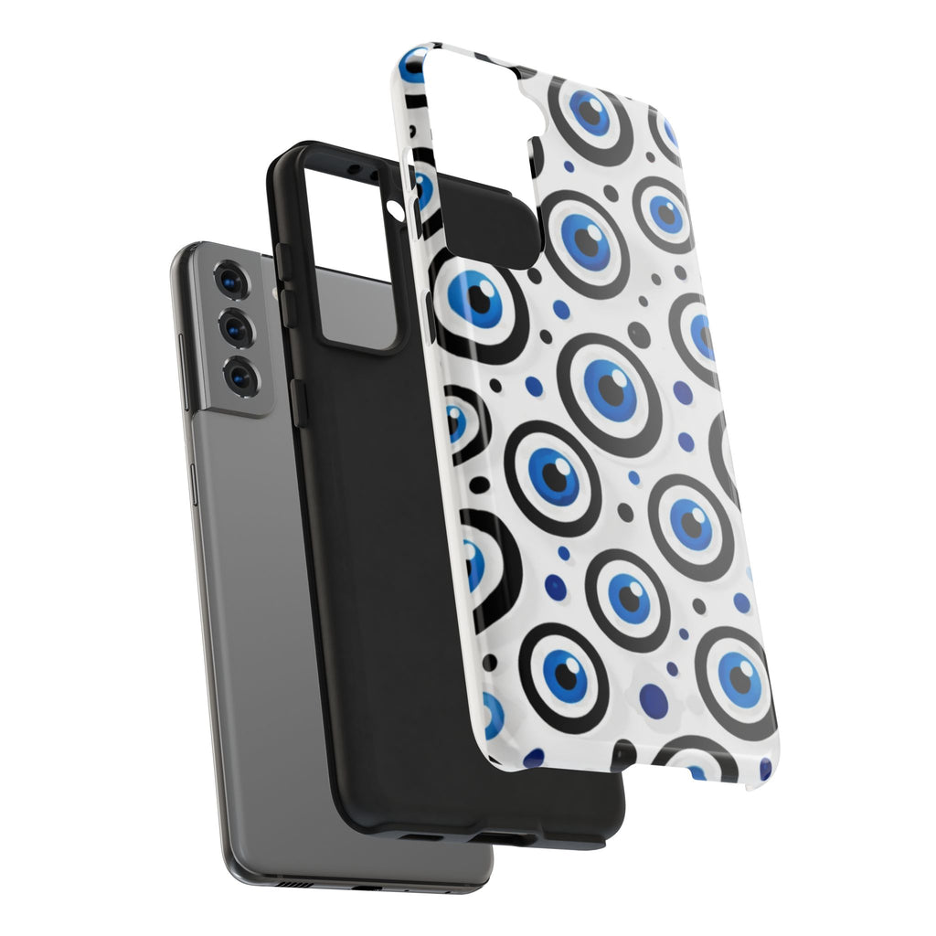 Blue Evil Eye Pattern Tough Phone Case — Protective Ceramic Nazar Design