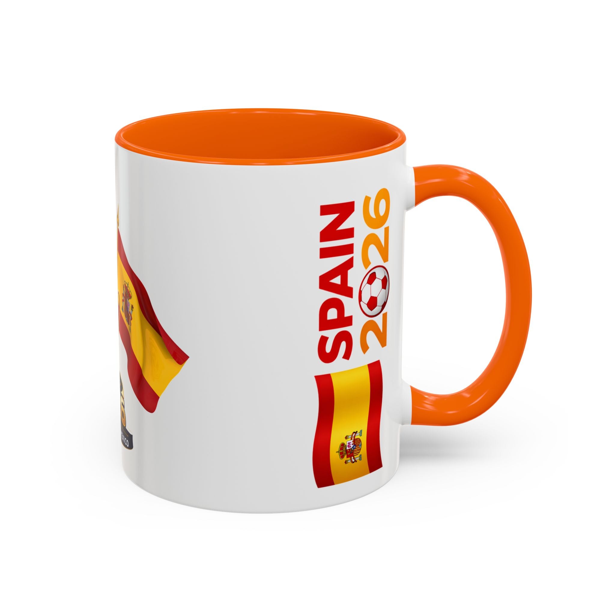 Spain 2026 Soccer Trophy Accent Coffee Mug — Spain Flag Football Fan Gift (11/15oz)