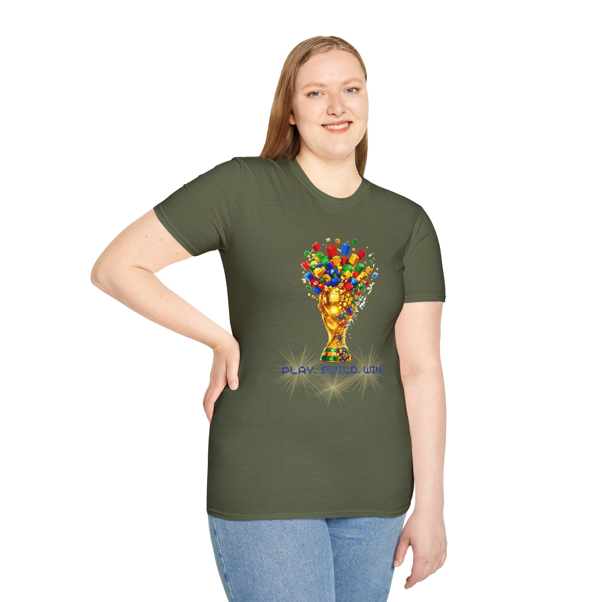 T-Shirt — Play. Build. Win. LEGO Trophy Graphic Tee