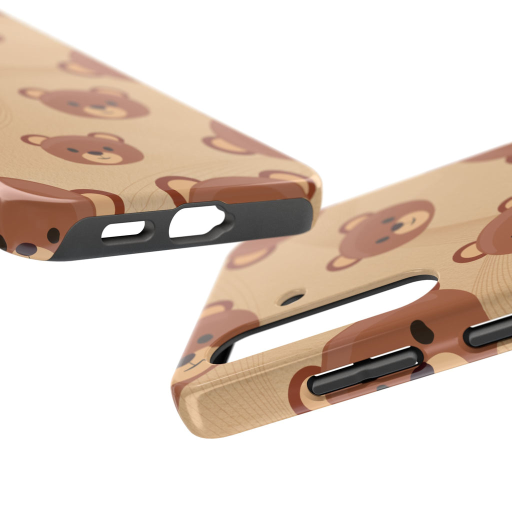 Bear Pattern Tough Phone Case — Cute Brown Bear Protective Phone Cover