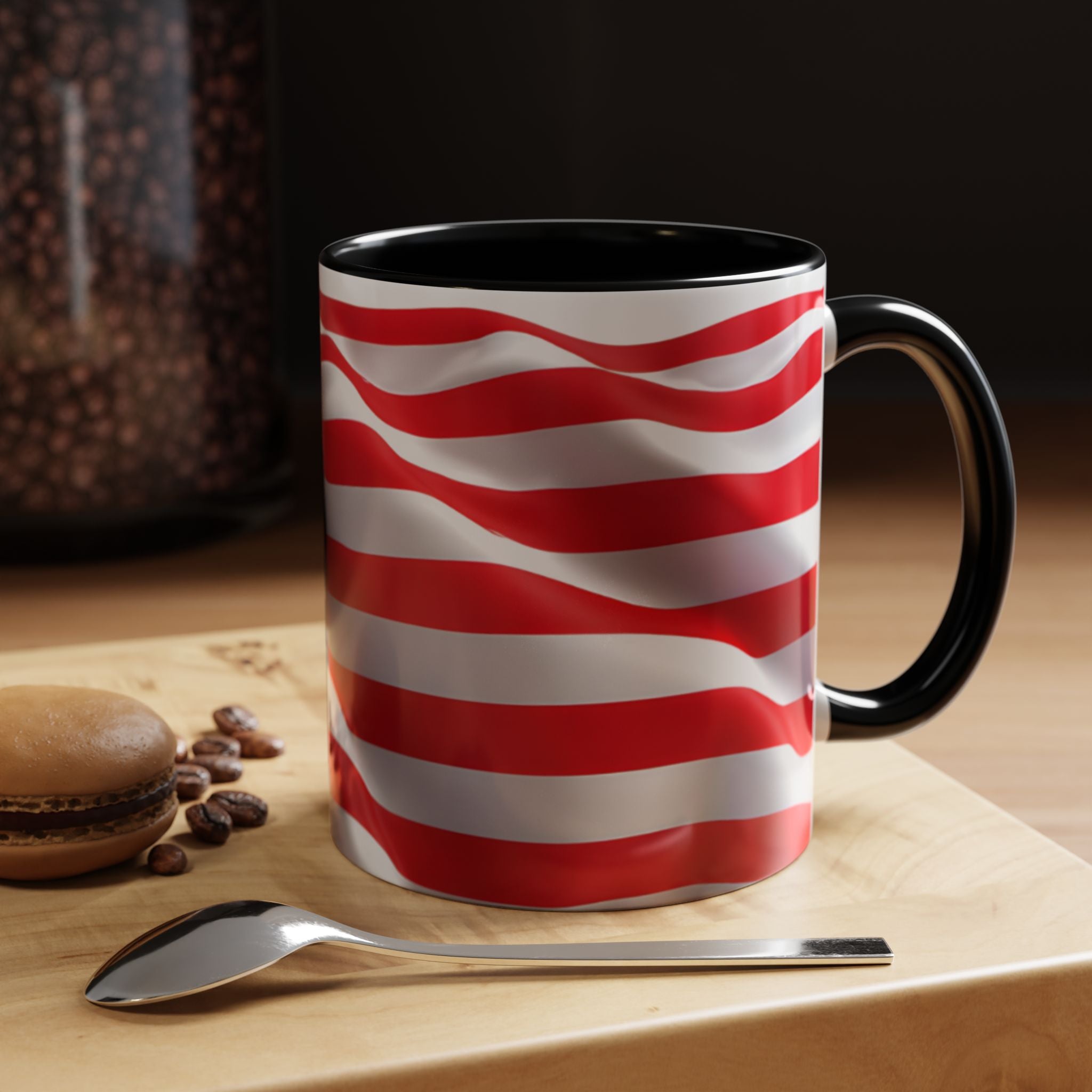 American Flag Accent Coffee Mug — Patriotic USA Stars & Stripes Ceramic Mug (11/15oz)