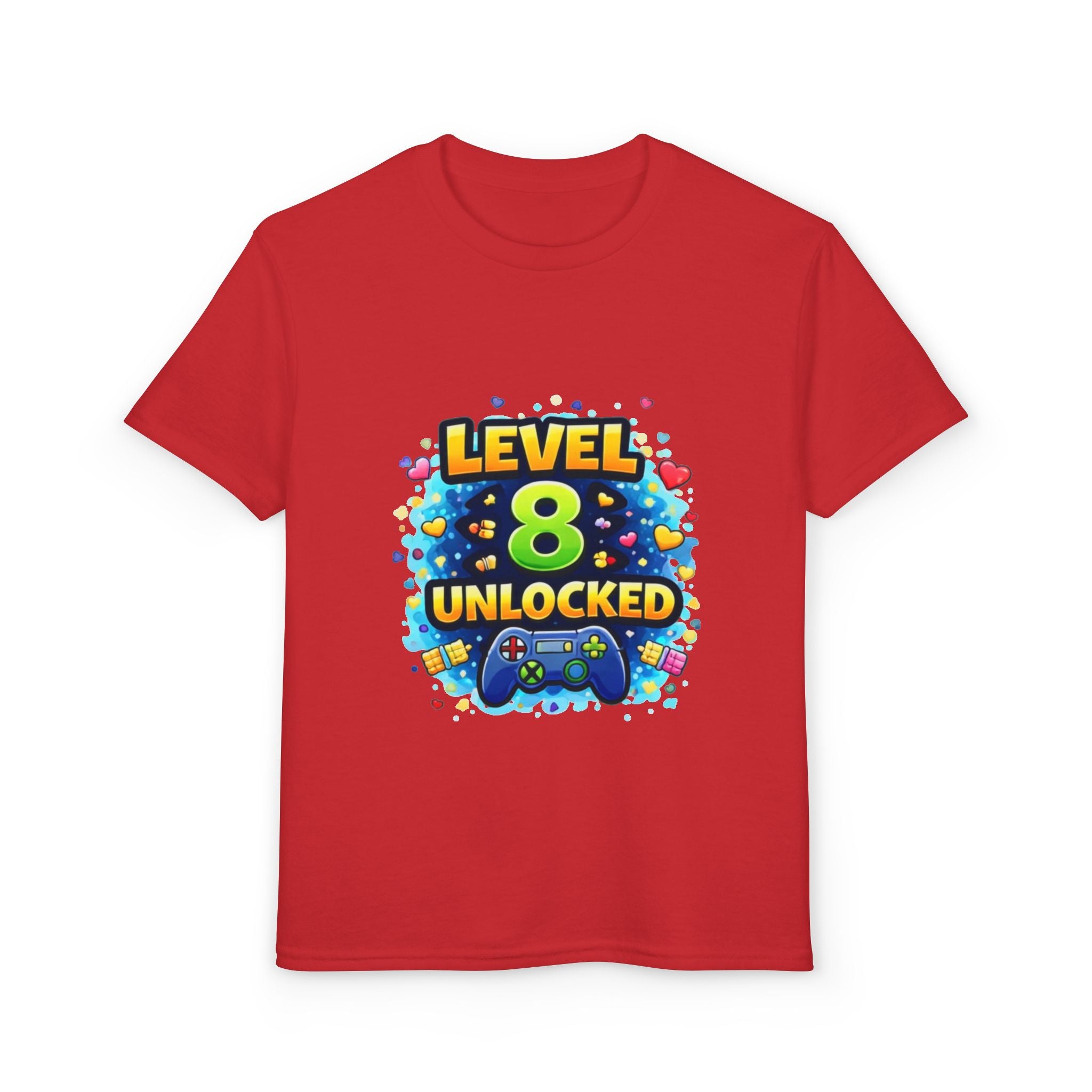 Kids T-Shirt — "Level 8 Unlocked" Birthday Gamer Tee