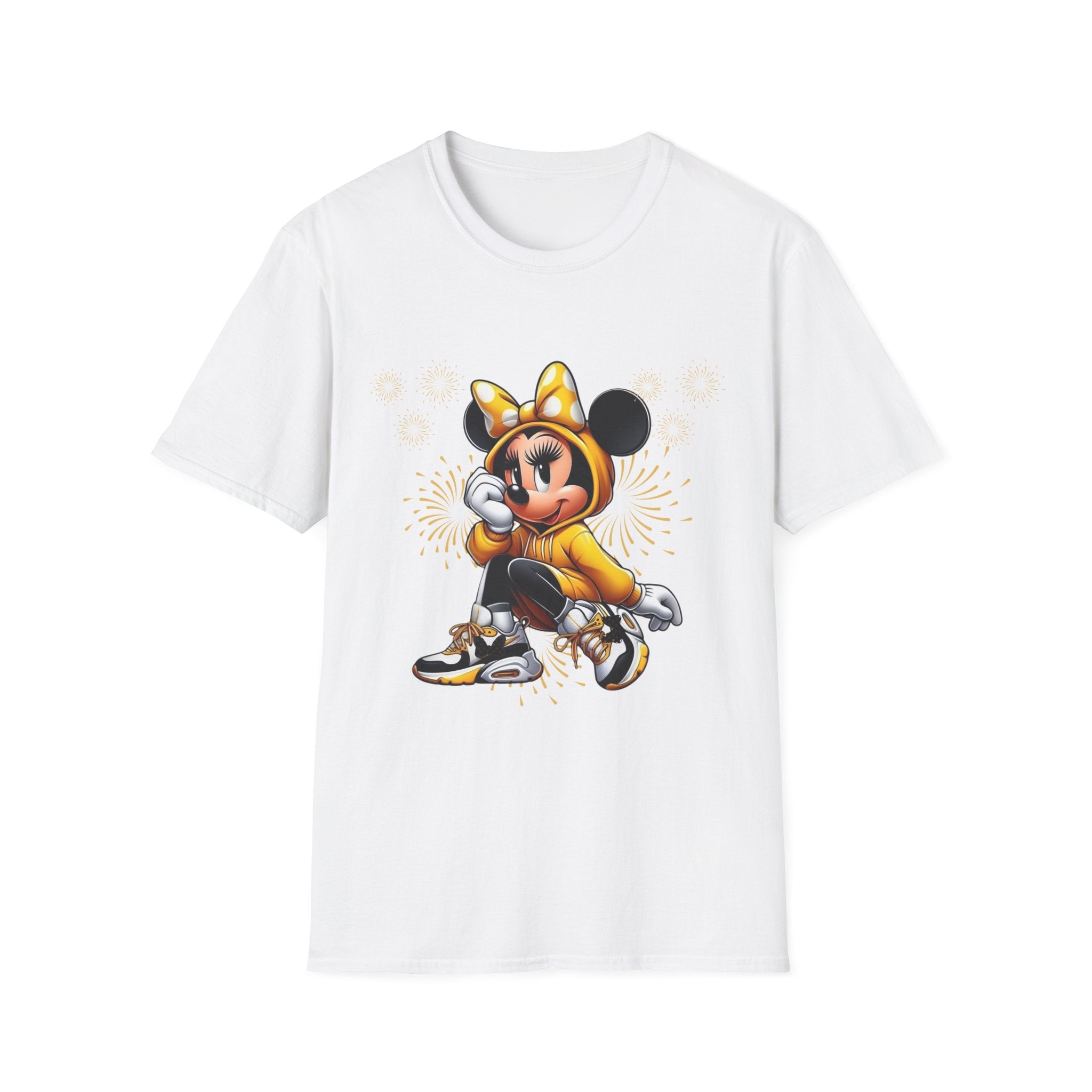 Minnie Mouse Cartoon Character Graphic T-Shirt — Yellow Hoodie Mouse Design