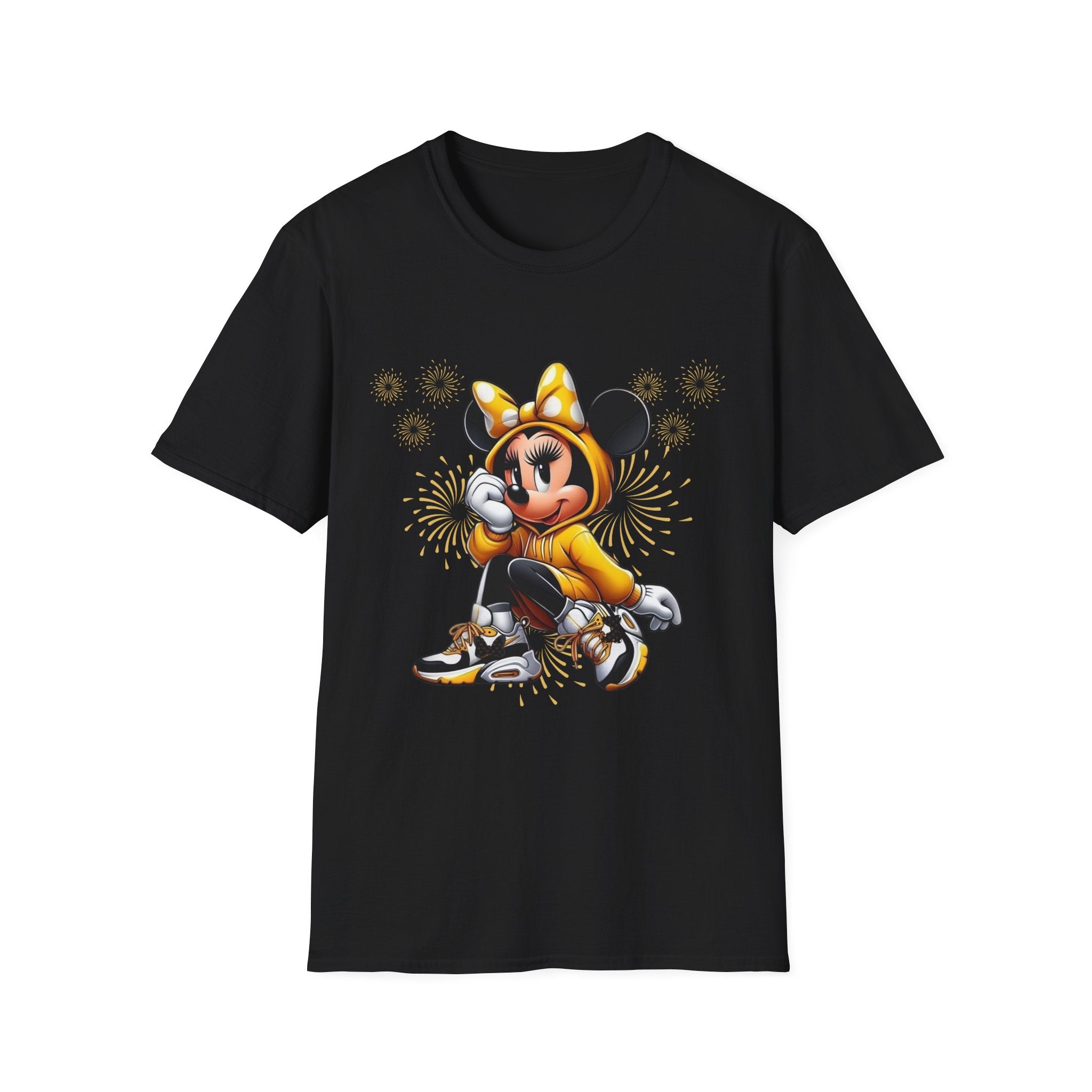 Minnie Mouse Cartoon Character Graphic T-Shirt — Yellow Hoodie Mouse Design