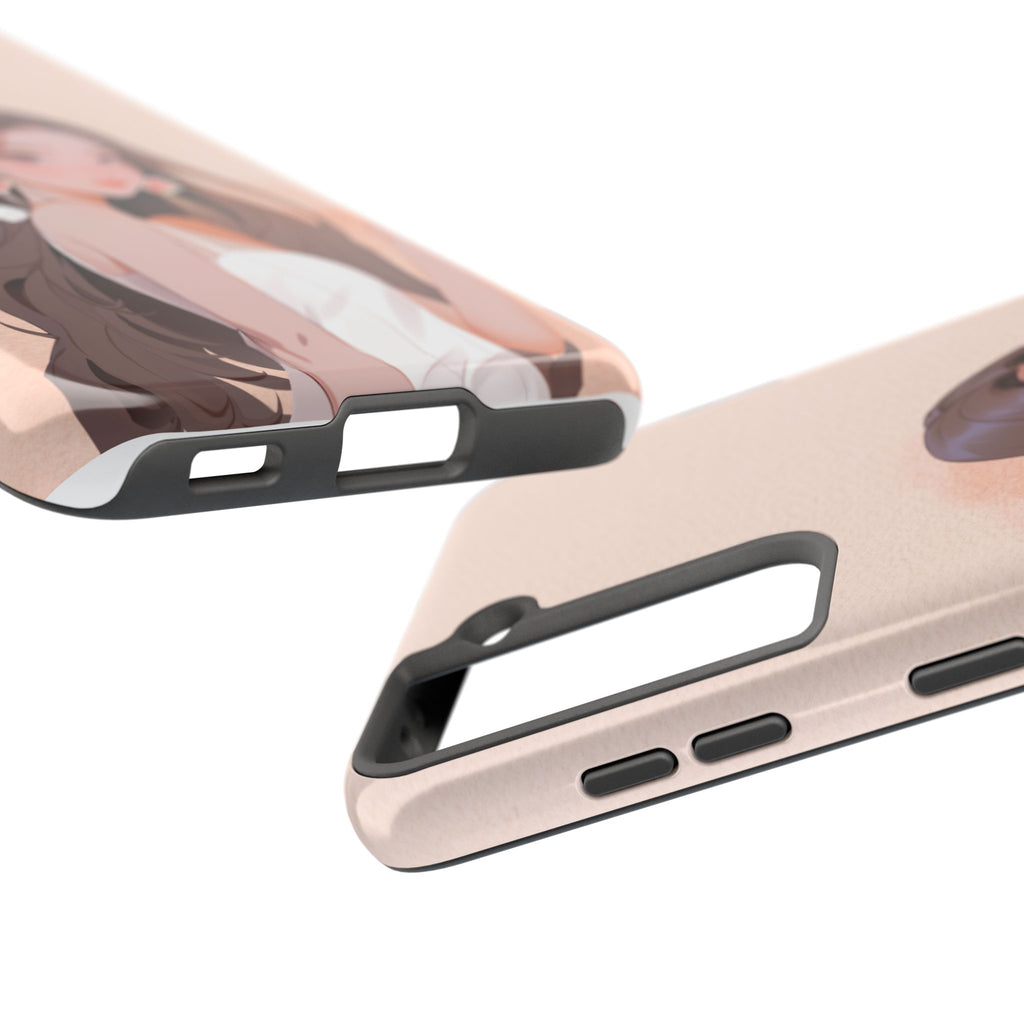 Tough Phone Case — Elegant Anime Girl Illustration, Protective Slim Phone Cover