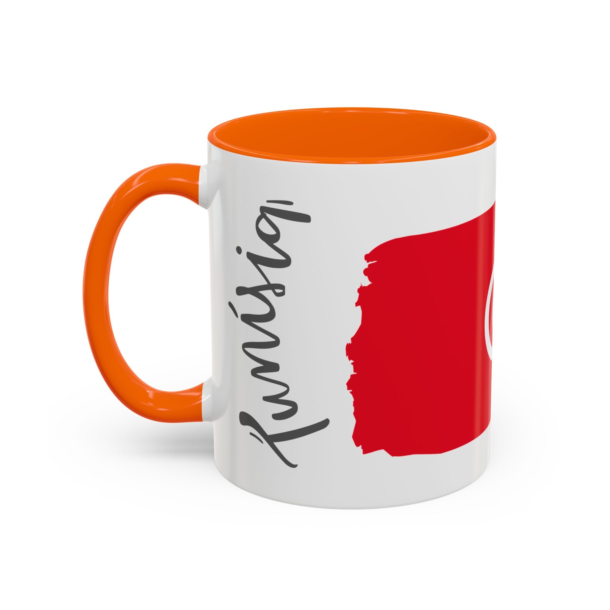 Tunisia Flag Accent Coffee Mug – Red Brushstroke Design (11/15oz)