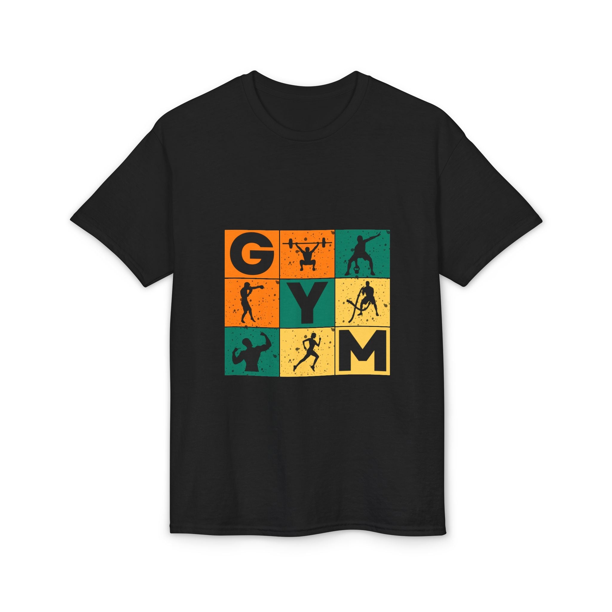 Gym Blocks Graphic T-Shirt — Retro Fitness Silhouette Tee