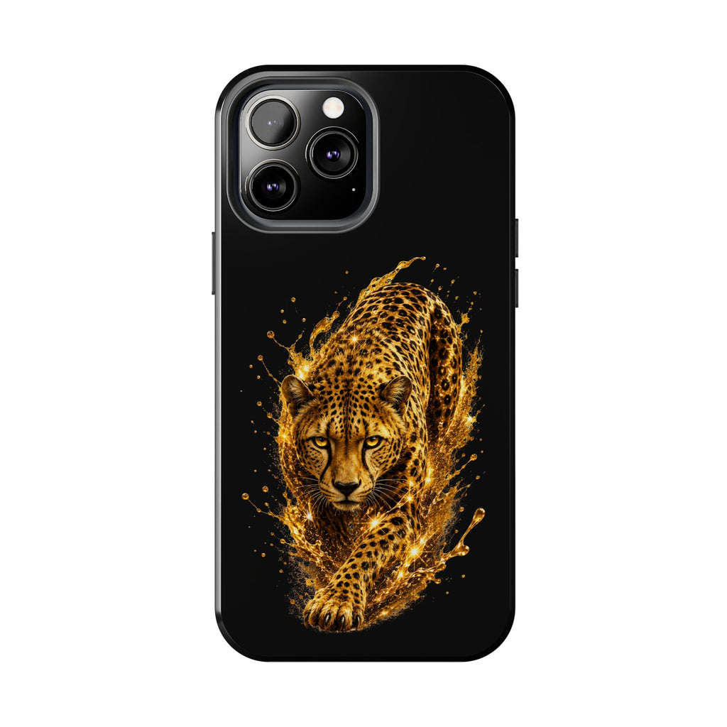 Golden Cheetah Tough Phone Case — Fierce Splash Design, Protective iPhone Cover