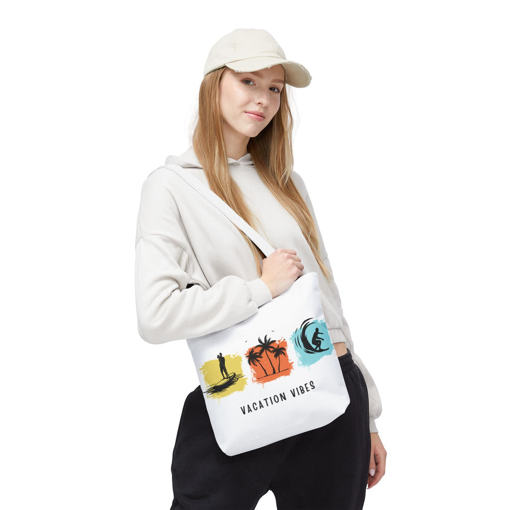 Vacation Vibes Tote Bag — Beach Palm Surf Graphic Tote