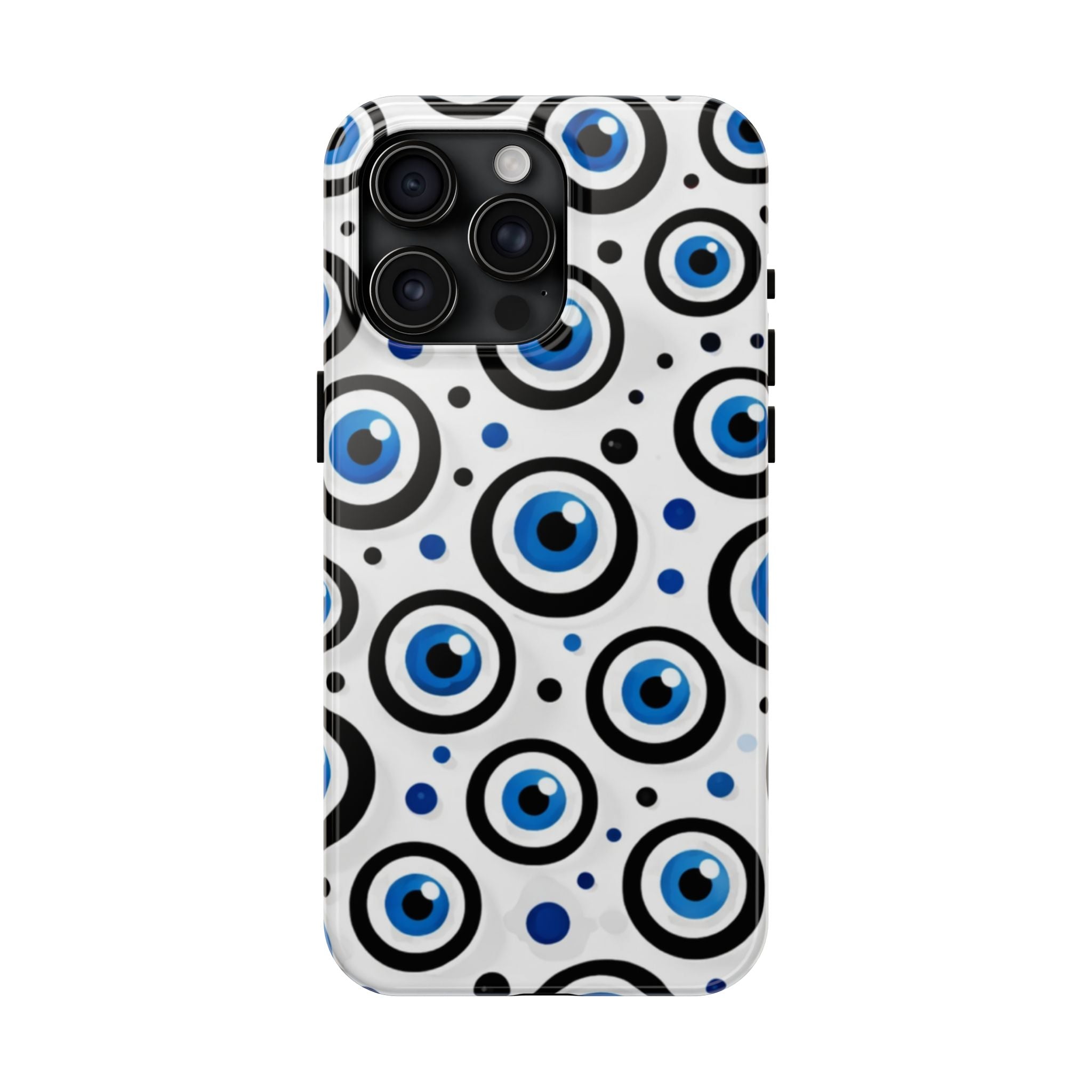 Blue Evil Eye Pattern Tough Phone Case — Protective Ceramic Nazar Design