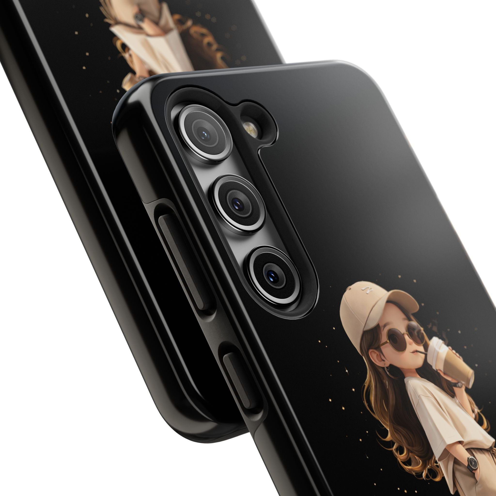Phone Case — 'Running on Coffee' Cute Coffee Girl Protective Case