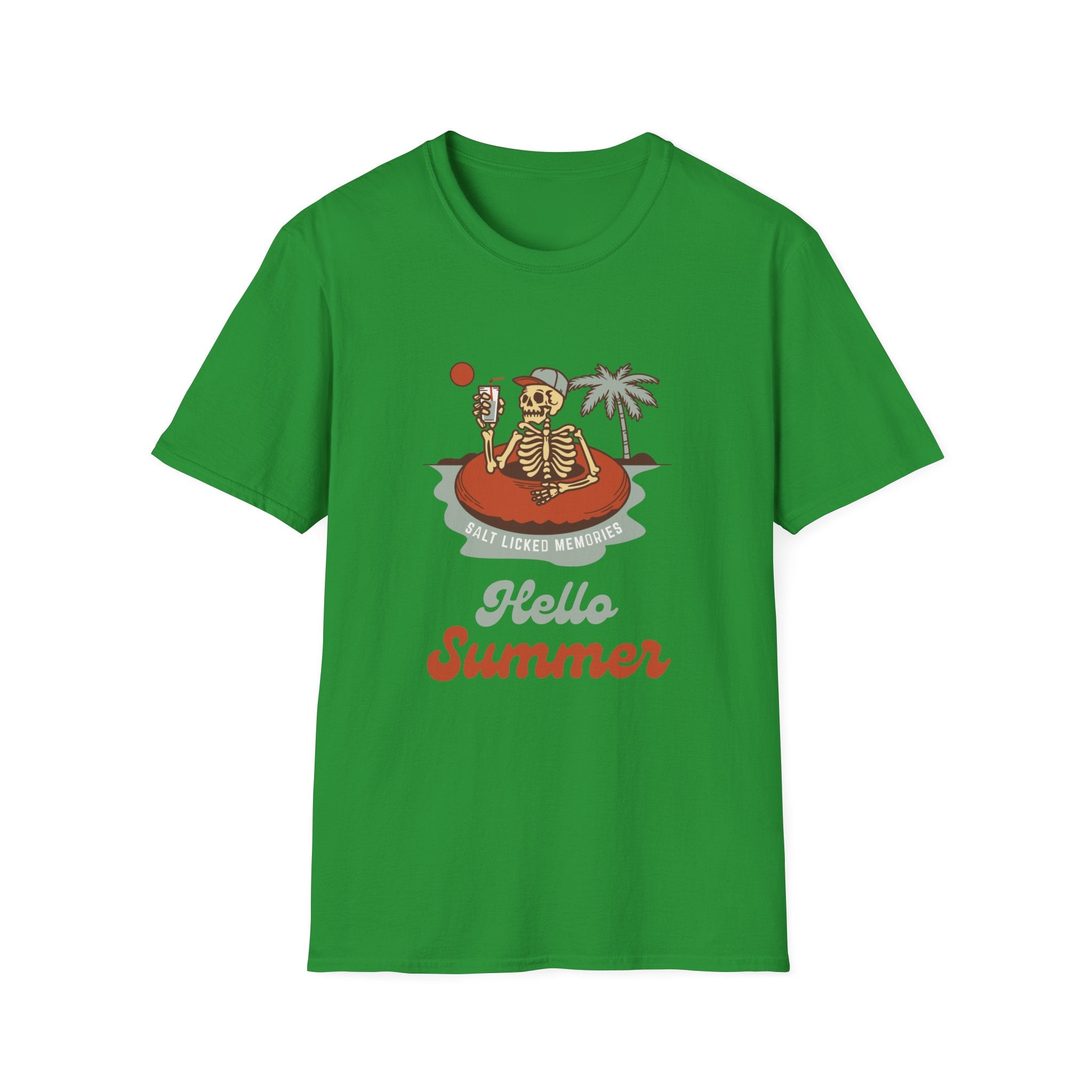 Hello Summer Skeleton T-Shirt — Retro Beach Vacation Tee