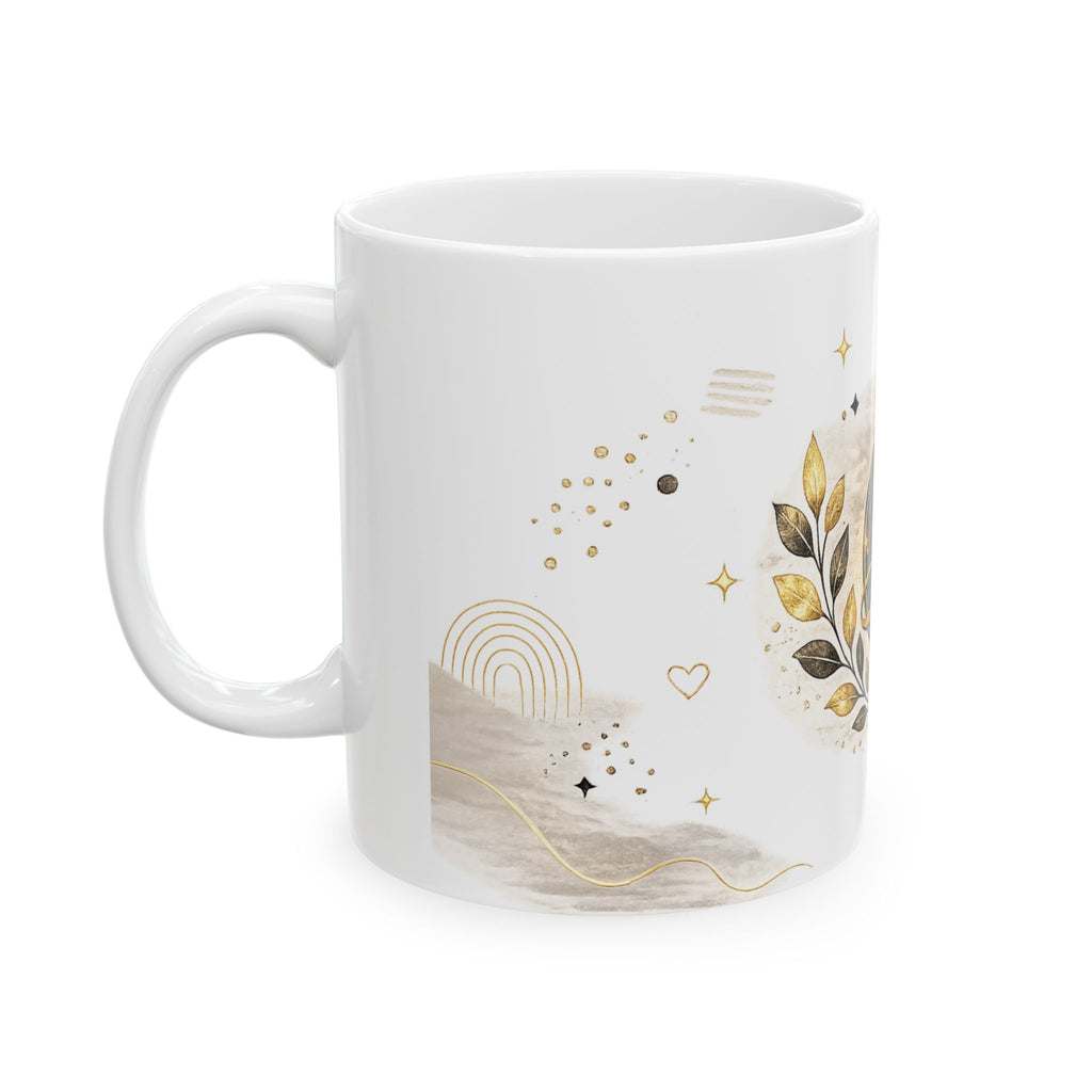 Monogram 'O' Gold Floral Ceramic Mug – Personalized Initial Coffee Cup