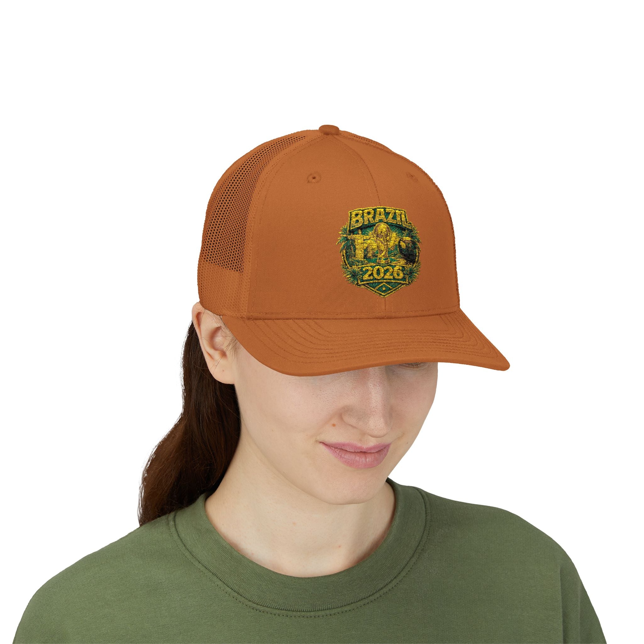 Brazil  Vintage Patch Trucker Cap — Rustic 2026 Crest Snapback