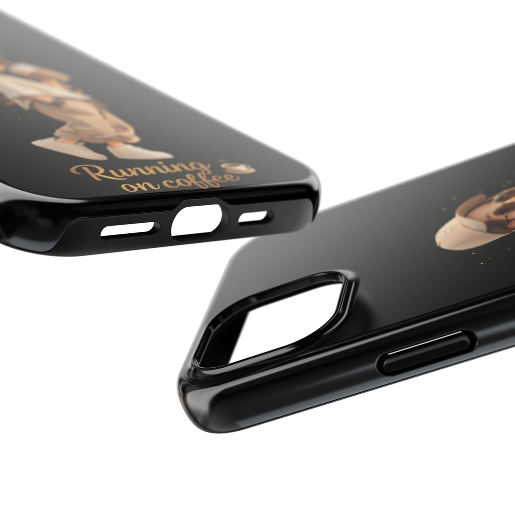 Phone Case — 'Running on Coffee' Cute Coffee Girl Protective Case