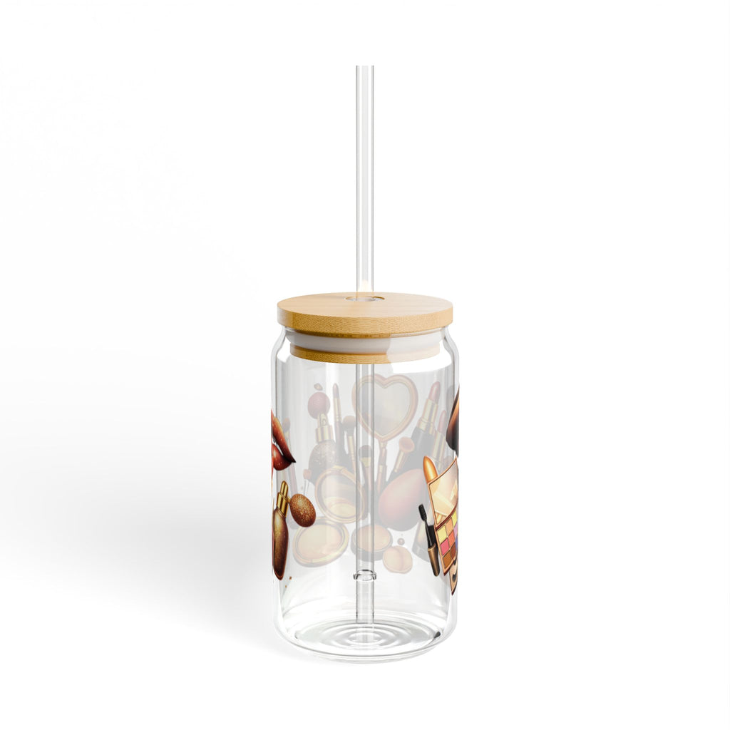 Makeup Brushes & Beauty Tools 16oz Sipper Glass with Lid — Cosmetic Lover Tumbler