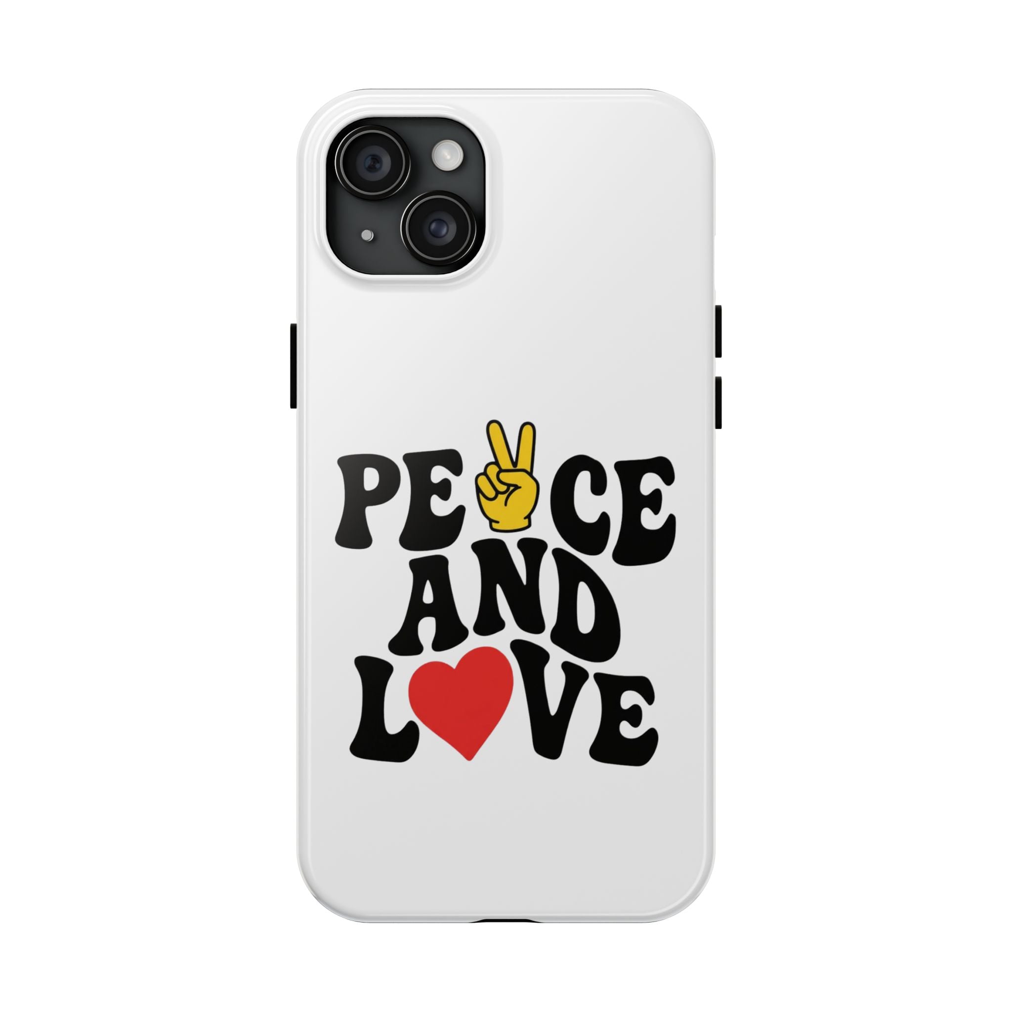 Peace and Love Tough Phone Case — Retro Peace Sign & Heart Protective Cover