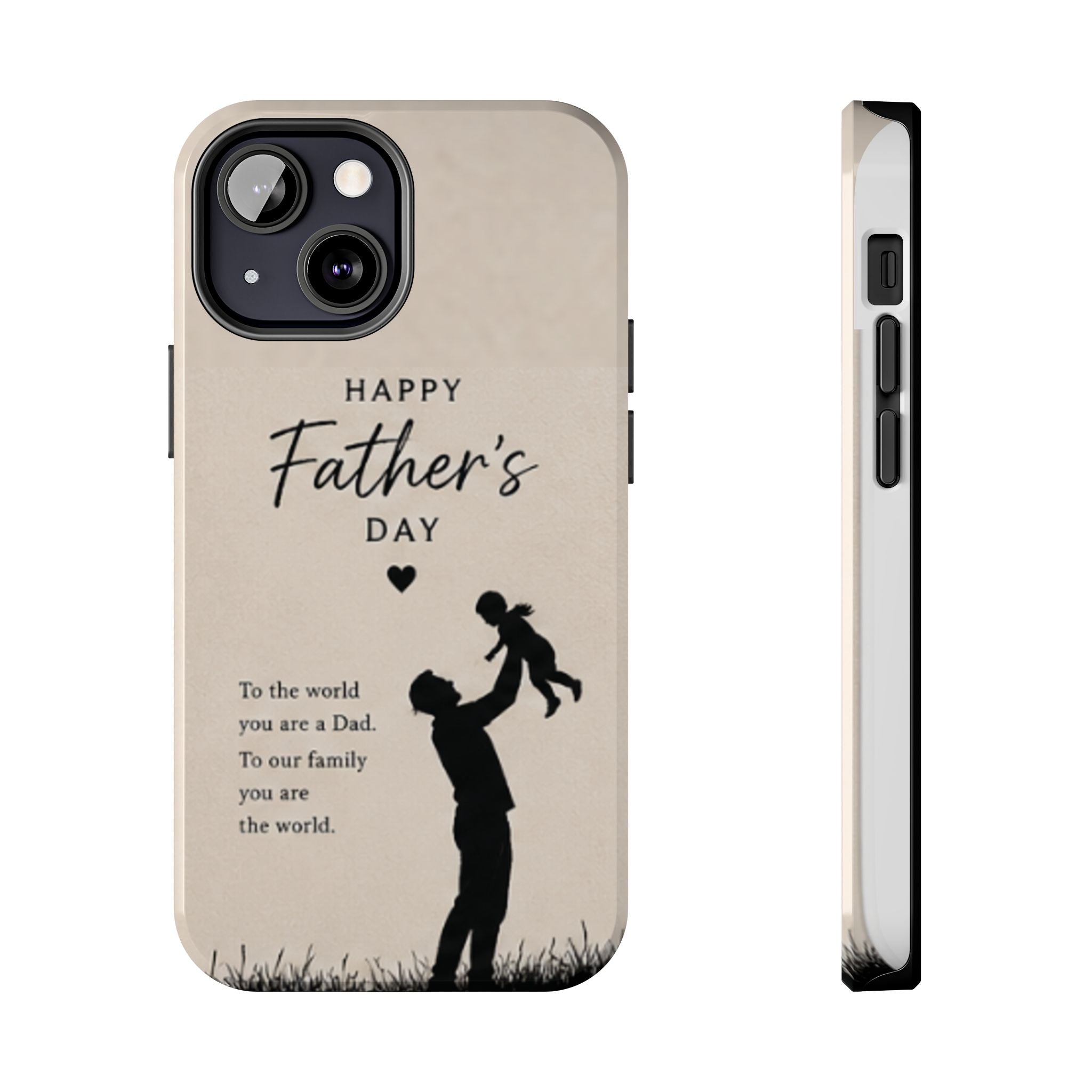 Father's Day Tough Phone Case — "Happy Father's Day" Silhouette Dad & Child Protective Cover