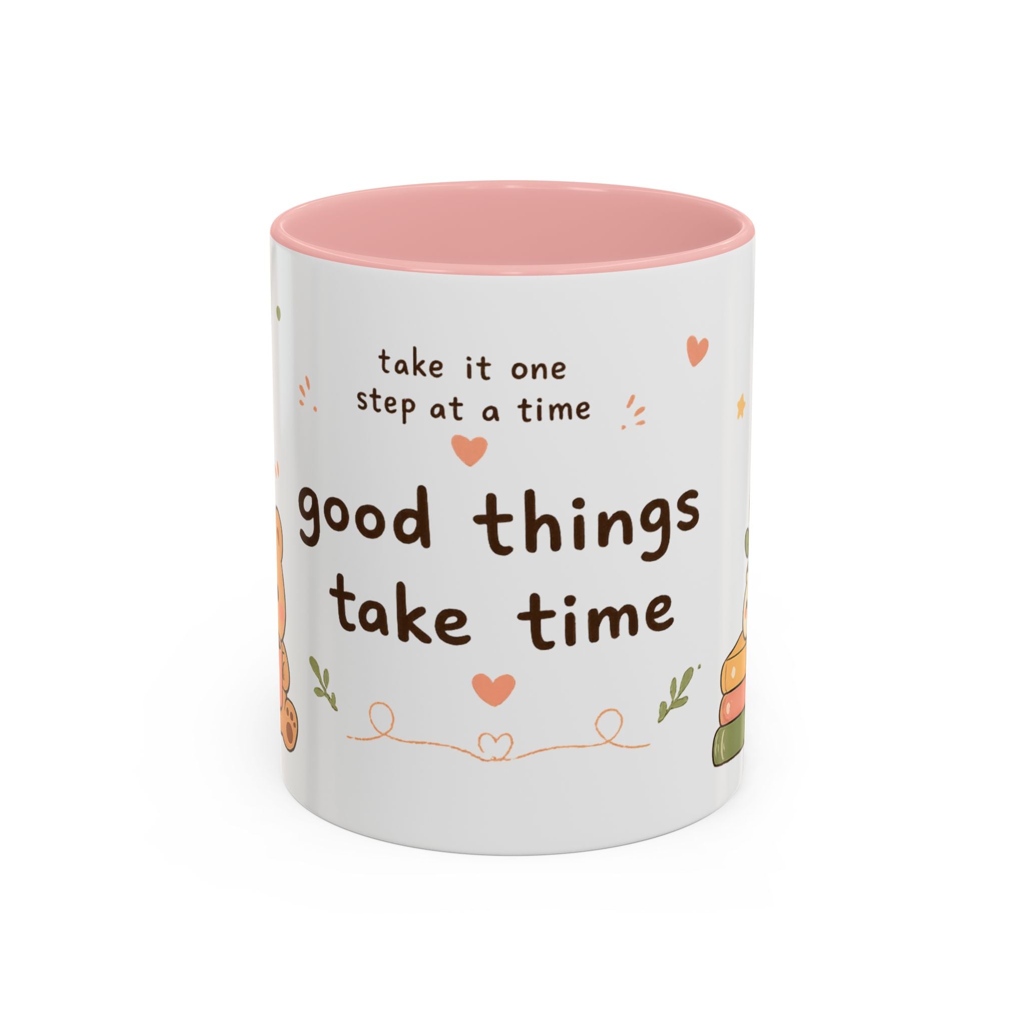 Inspirational Accent Coffee Mug — "Good Things Take Time" Motivational Ceramic Mug