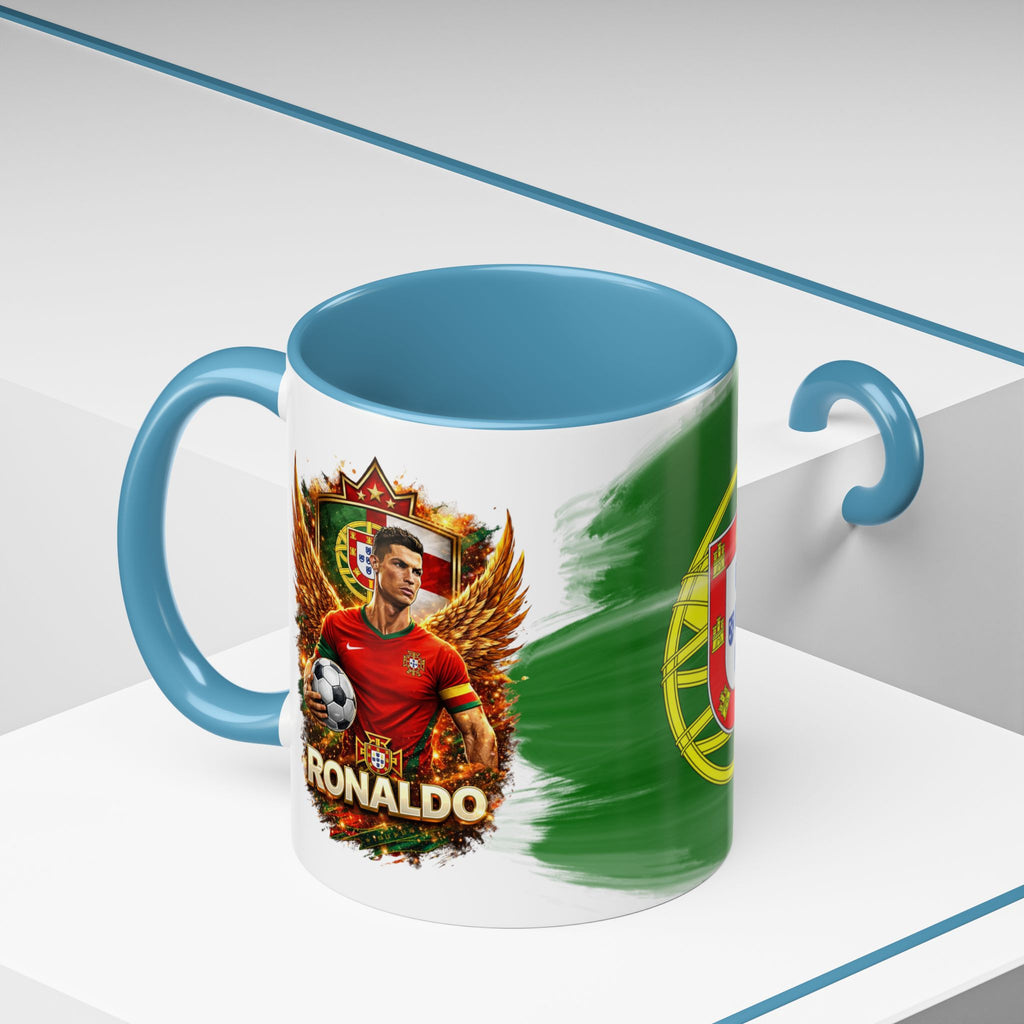 Portugal Flag Accent Coffee Mug — Painted Portuguese Crest Design (11/15oz)