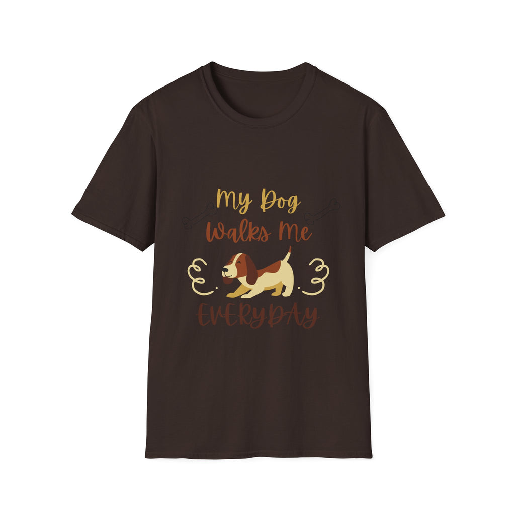 Dog Lover T-Shirt — “My Dog Walks Me Everyday” Cute Beagle Design
