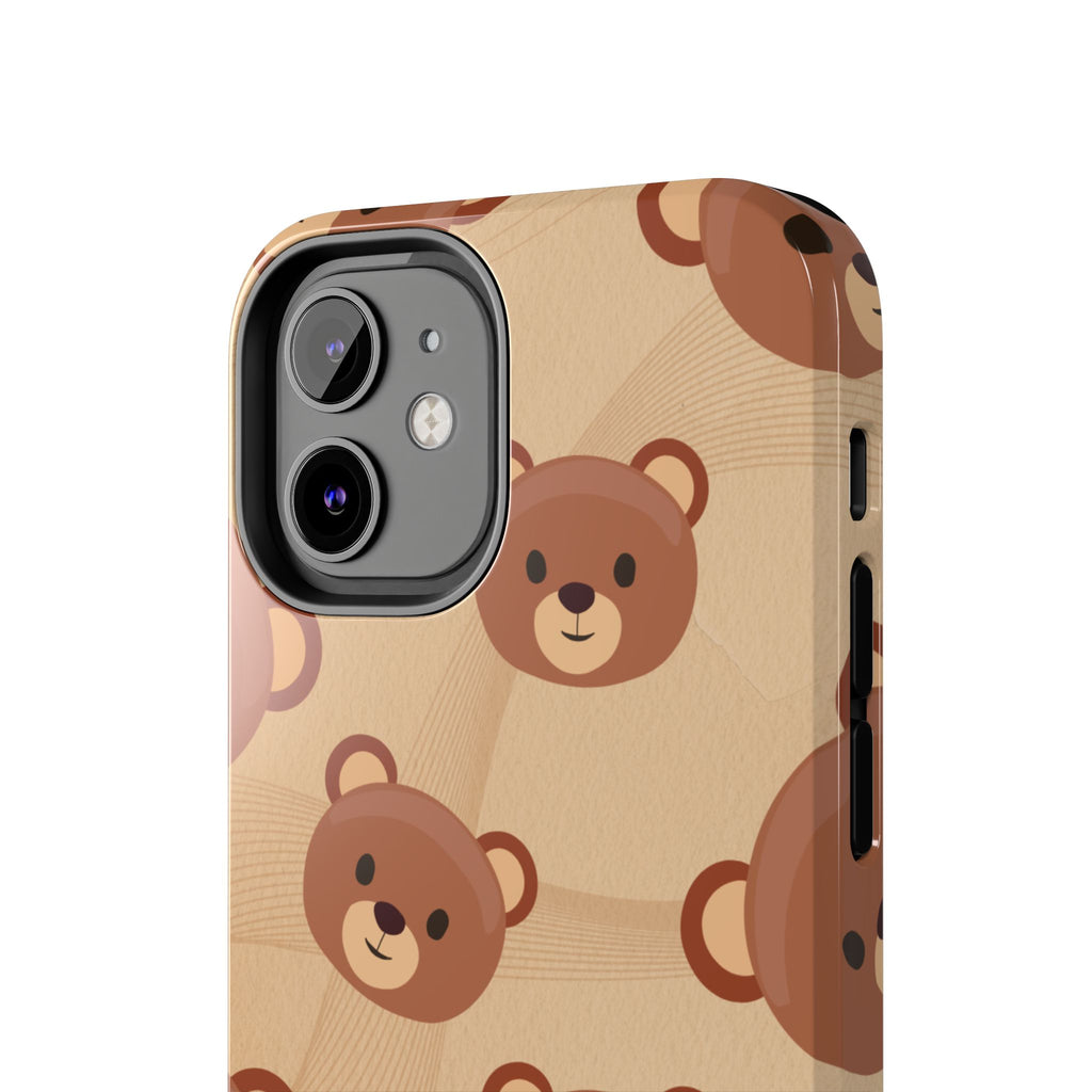 Bear Pattern Tough Phone Case — Cute Brown Bear Protective Phone Cover