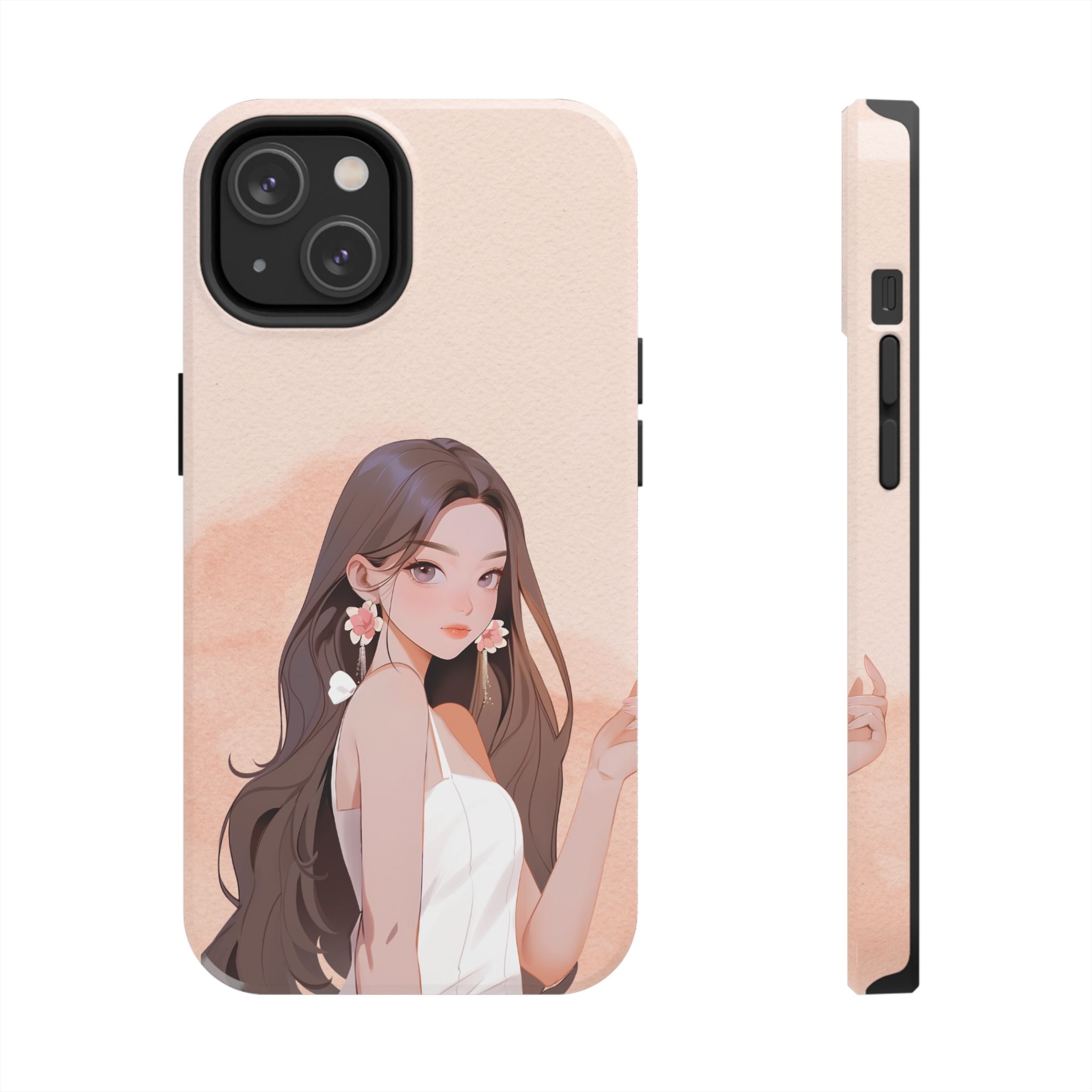 Tough Phone Case — Elegant Anime Girl Illustration, Protective Slim Phone Cover