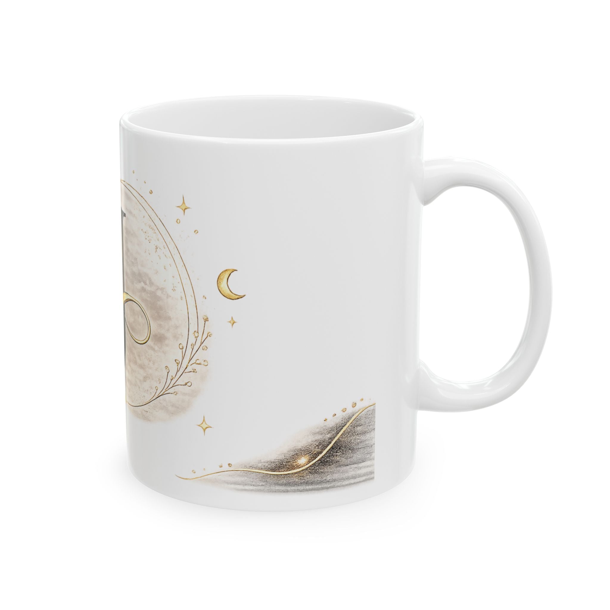 Monogram J Ceramic Mug — Elegant Gold Initial Coffee Cup