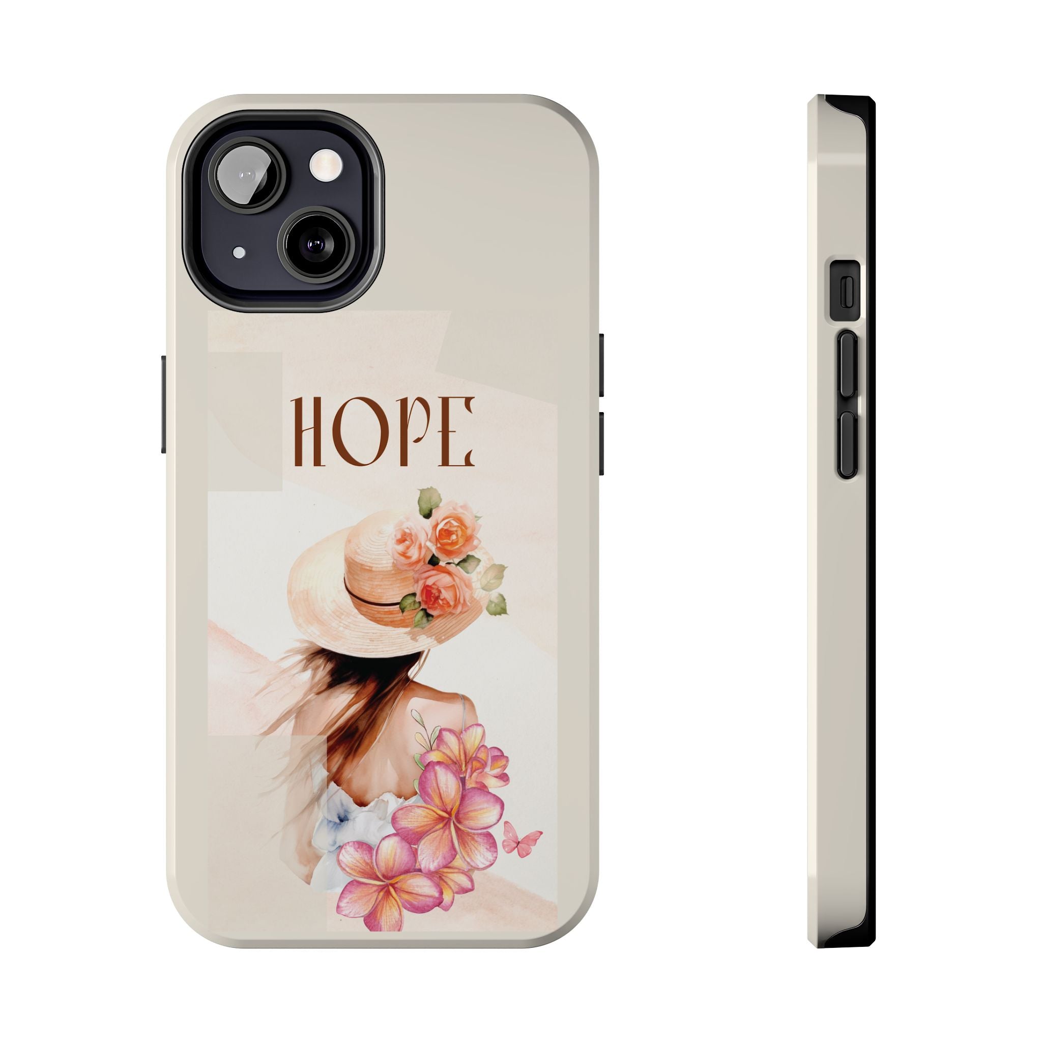 Hope Floral Tough Phone Case — Protective iPhone Case with Watercolor Girl & Flowers