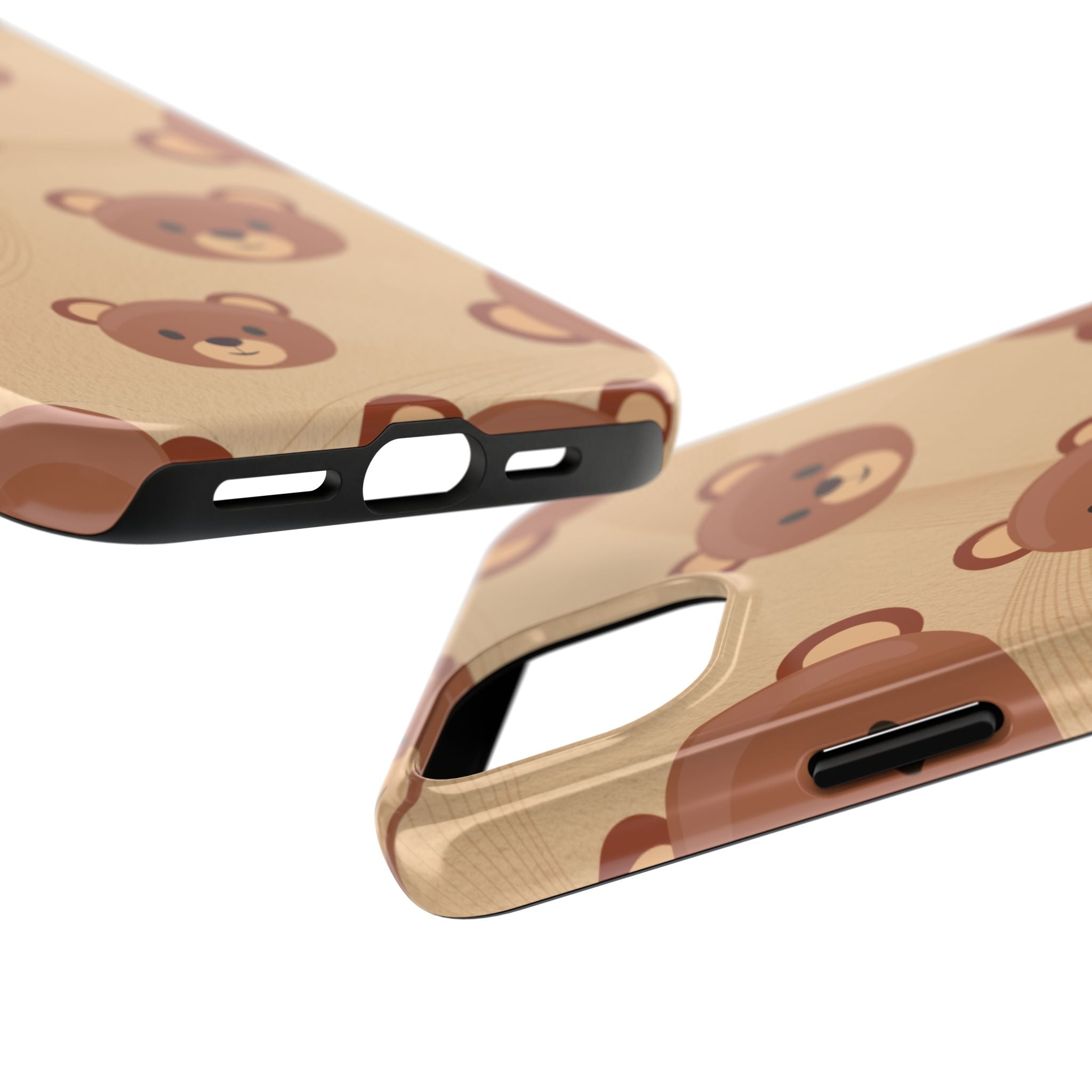 Bear Pattern Tough Phone Case — Cute Brown Bear Protective Phone Cover
