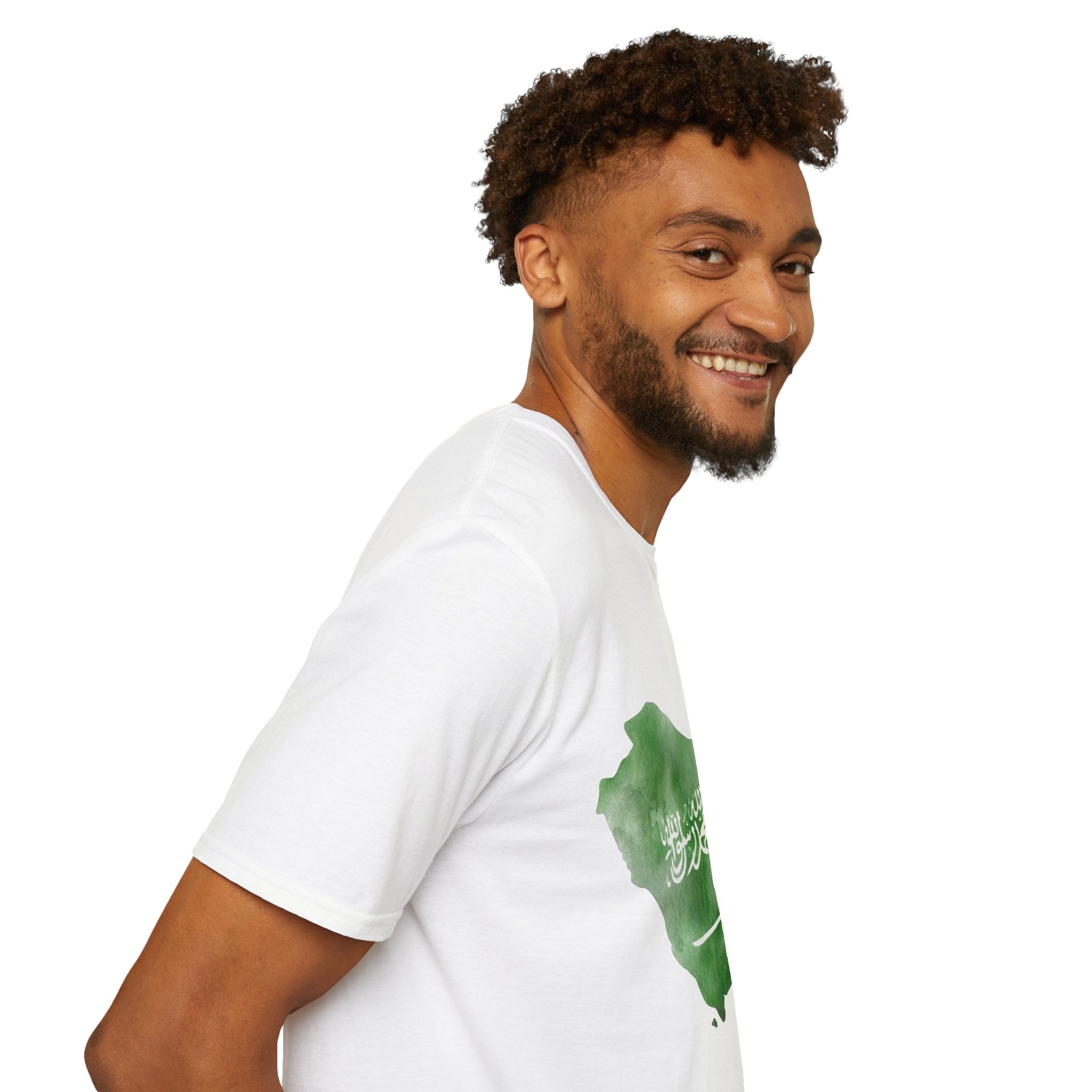 Saudi Arabia Map T-Shirt — Green Watercolor Flag Design (Saudi Arabia 2026)