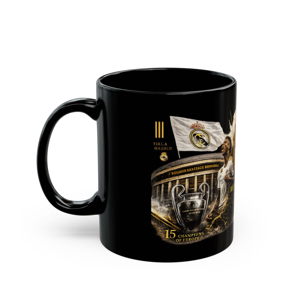 Real Madrid Black Coffee Mug — Soccer Fan Gift (Nala Madrid Design)