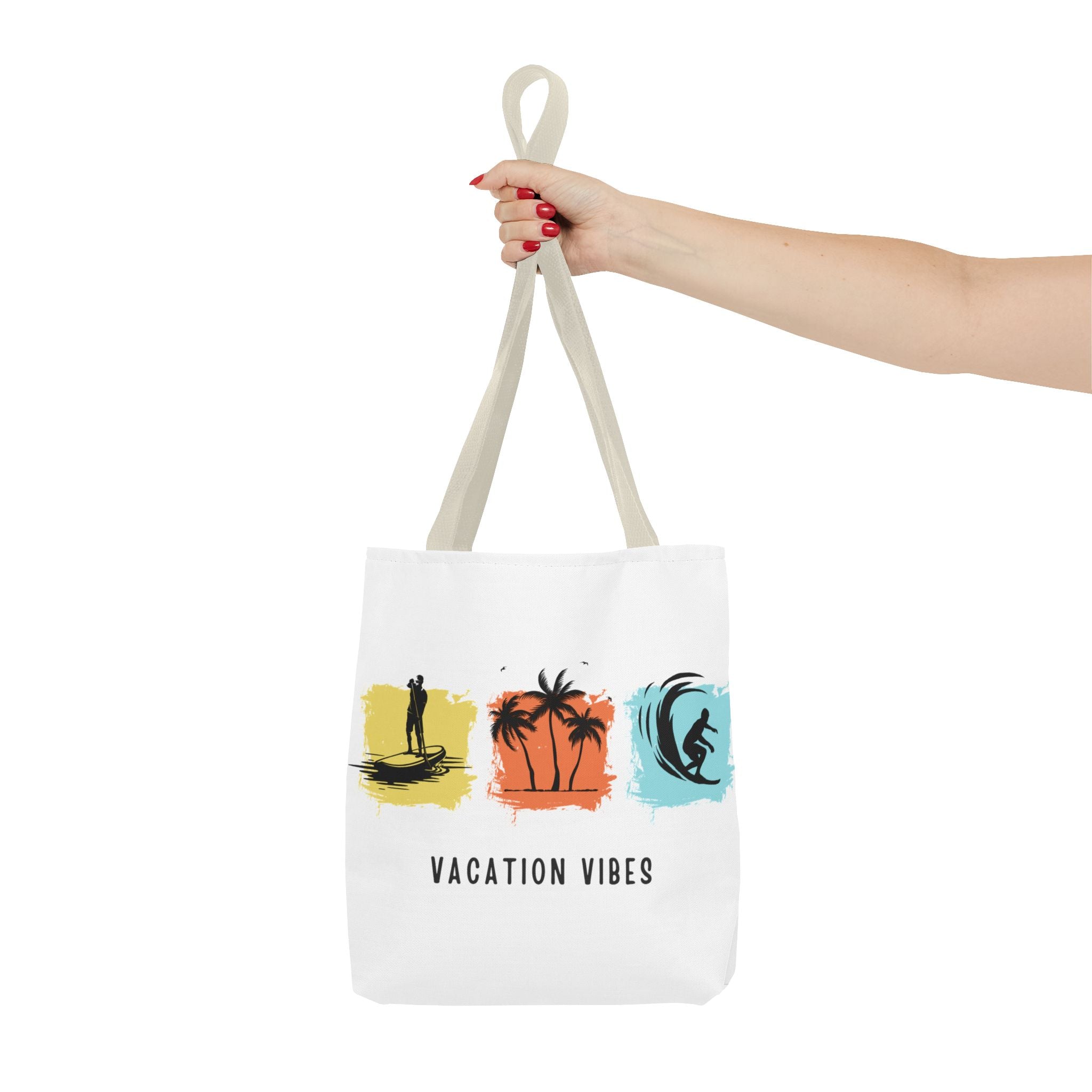 Vacation Vibes Tote Bag — Beach Palm Surf Graphic Tote