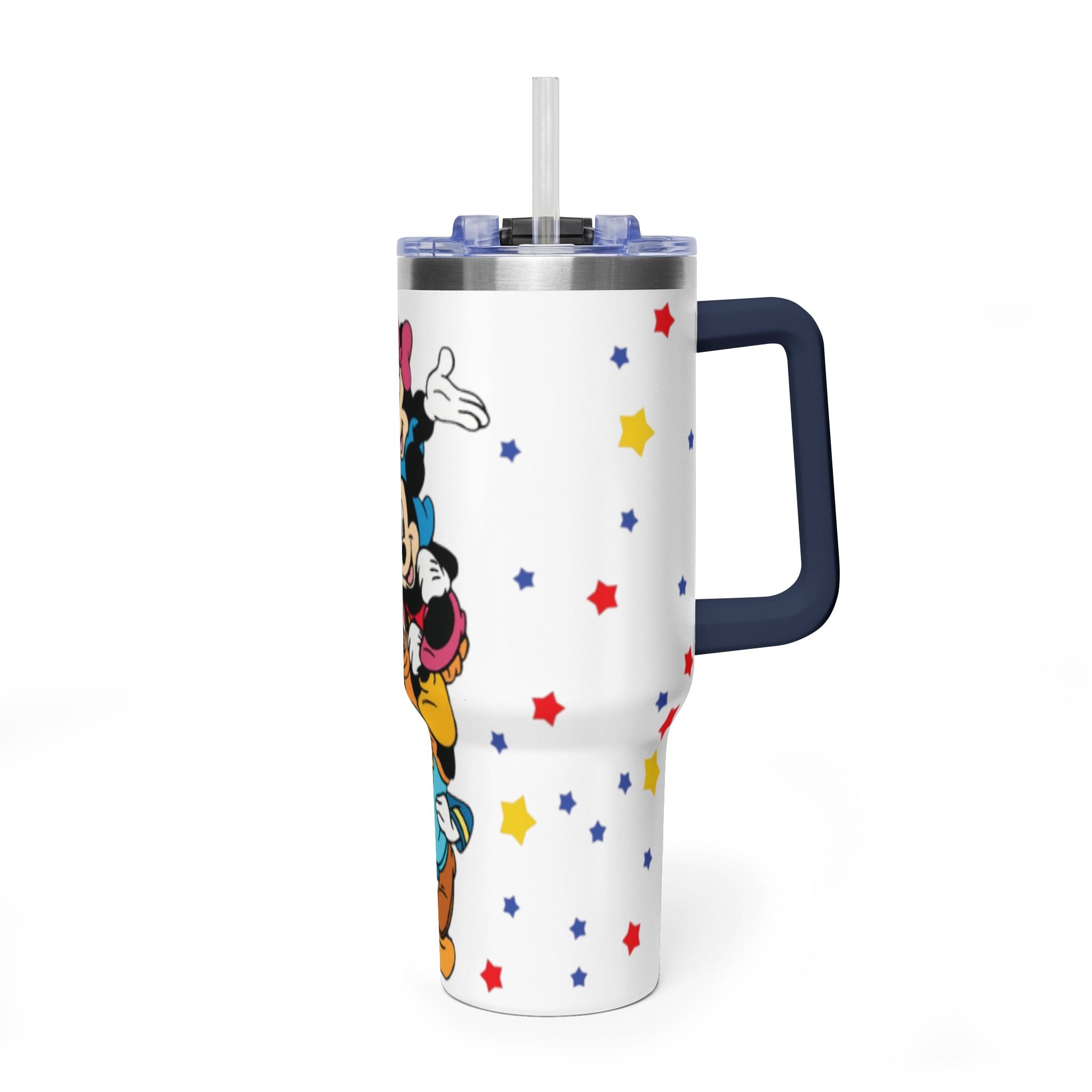 40oz Vacuum Tumbler – Stack of Classic Cartoon Mice Design, Insulated Travel Cup with Handle