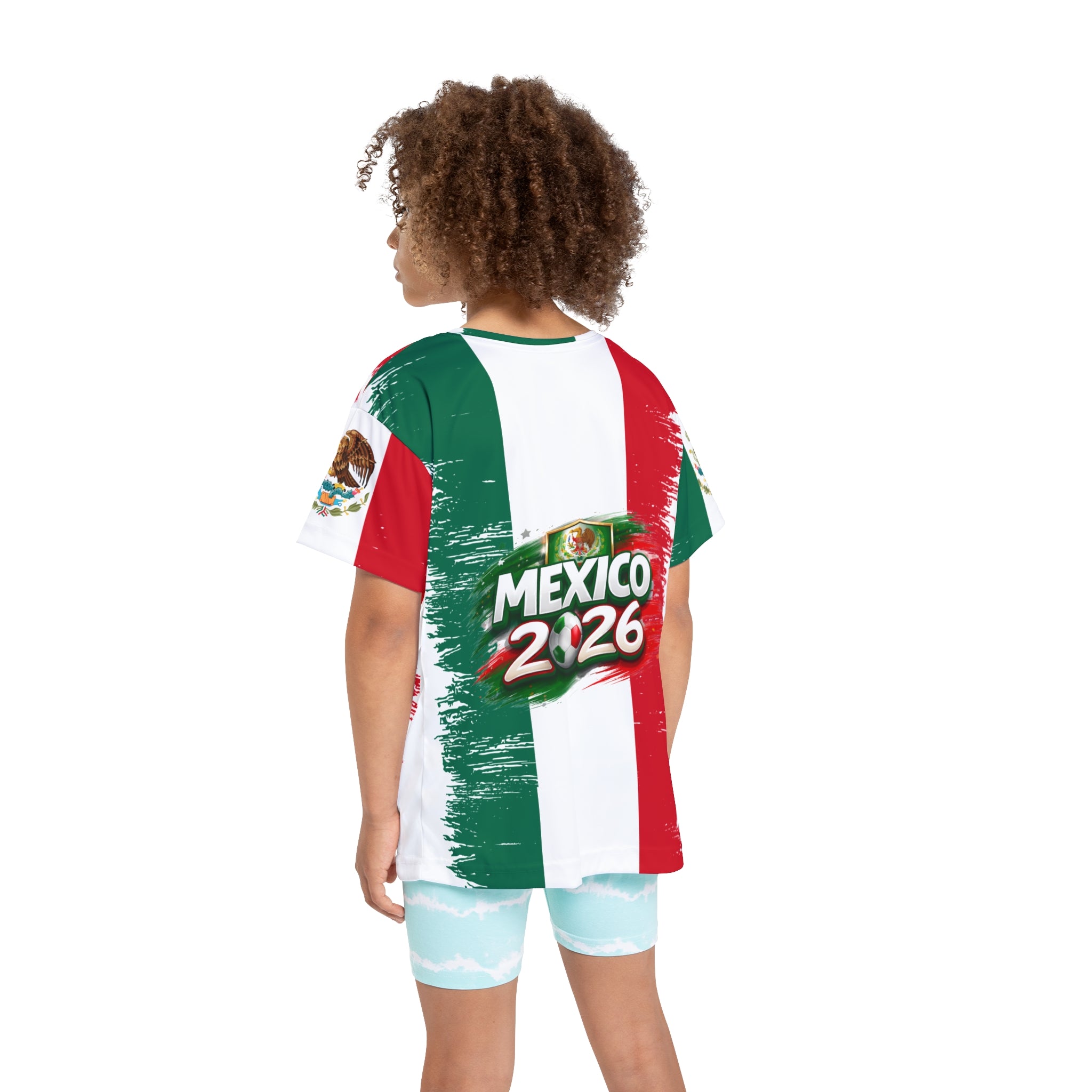 Mexico 2026 Kids Soccer Jersey — Mexican Flag AOP Youth Jersey