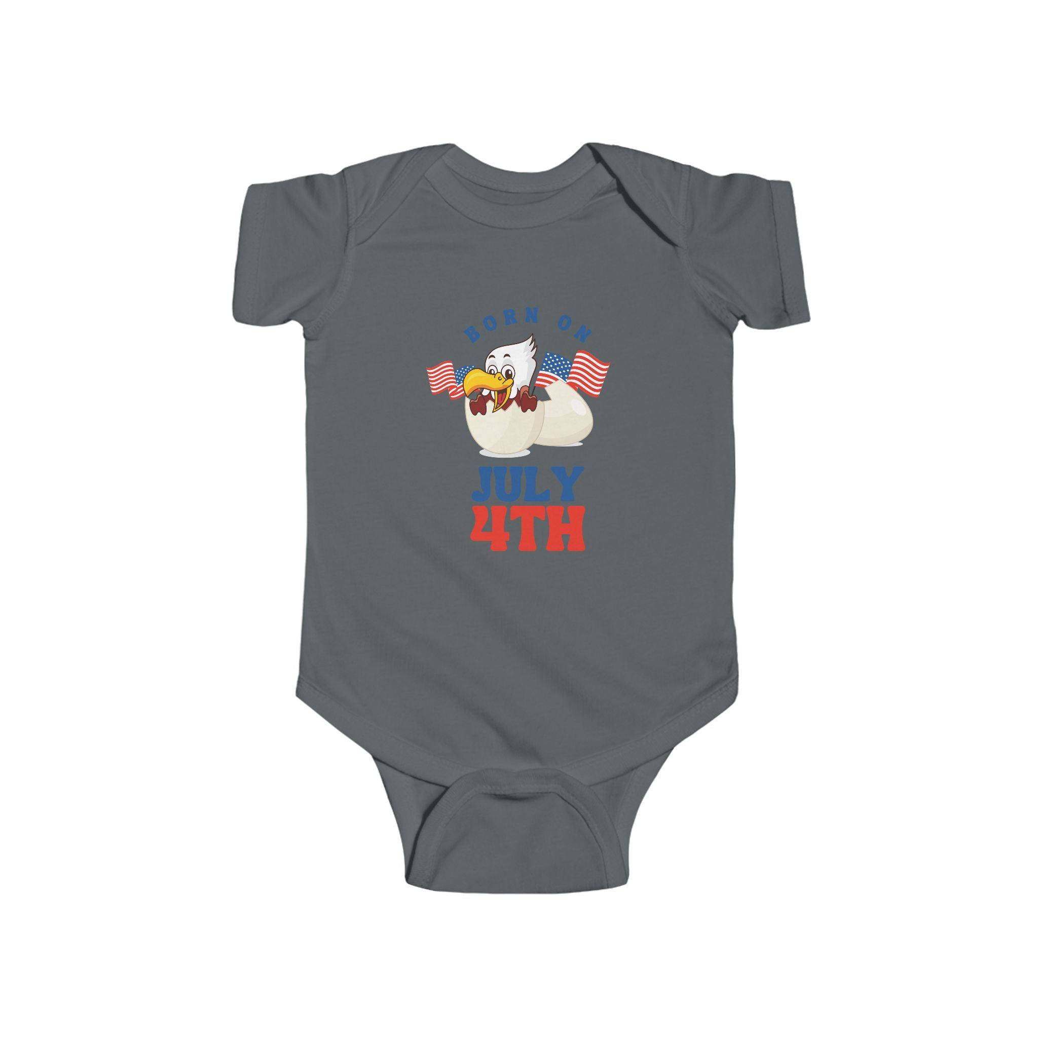 Born on July 4th Baby Bodysuit — Patriotic Infant Onesie with Eagle & Flags