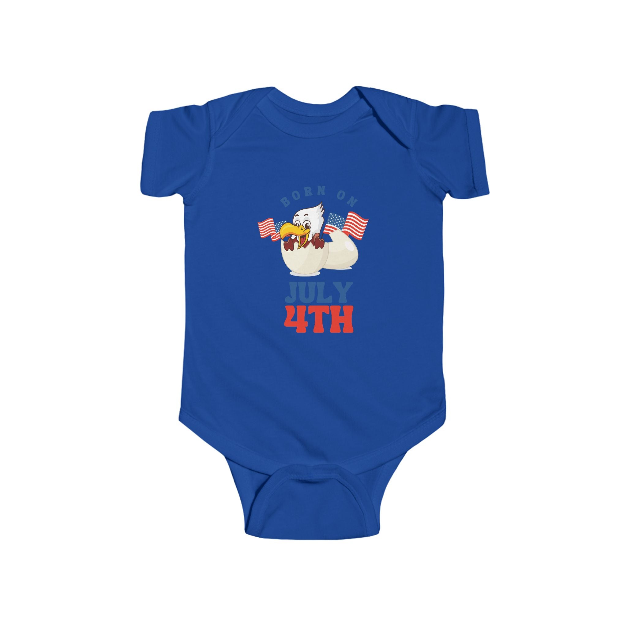 Born on July 4th Baby Bodysuit — Patriotic Infant Onesie with Eagle & Flags