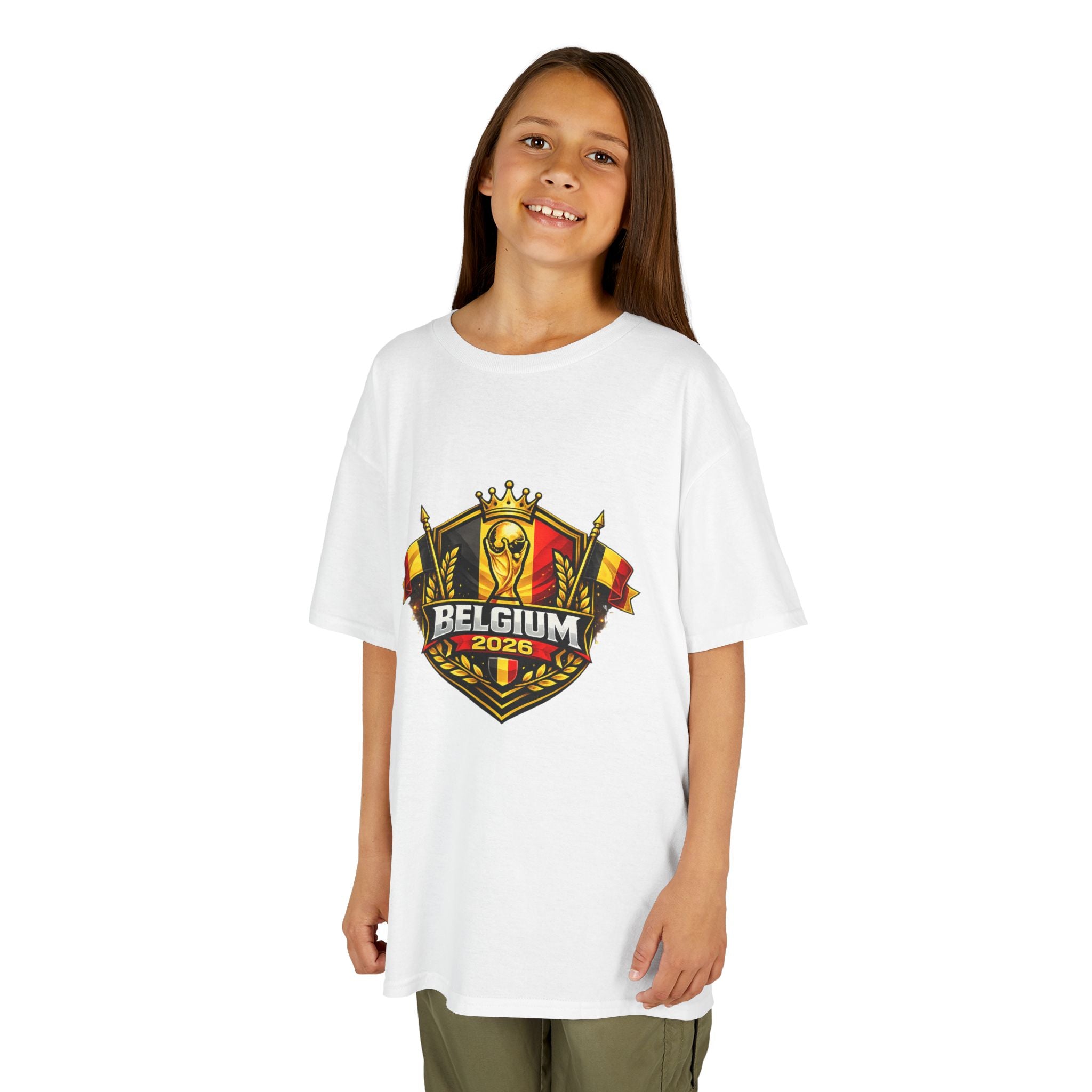 Belgium Soccer Kids T‑Shirt — World Cup 2026 Crest & Flag Tee
