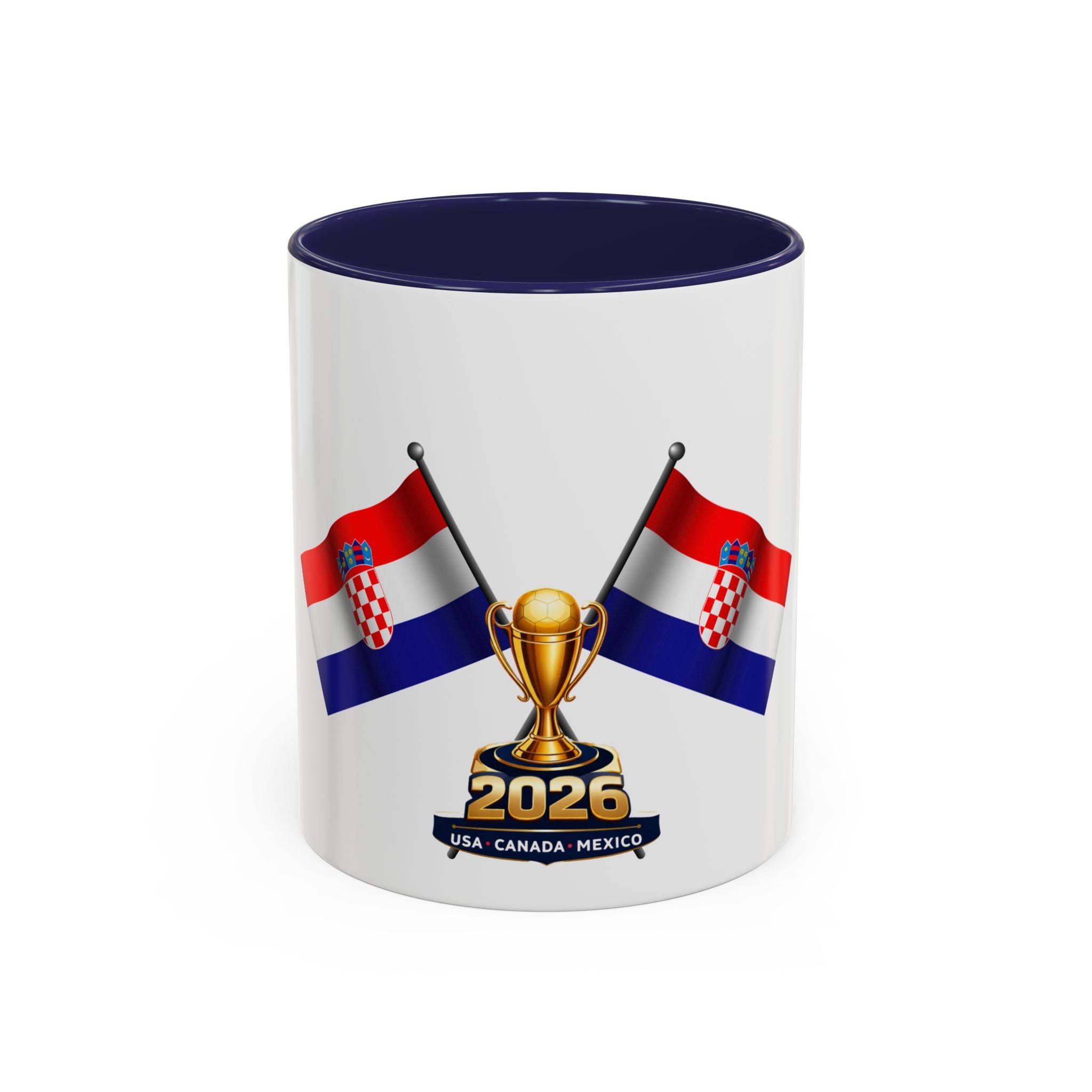 Croatia 2026 Soccer Fan Coffee Mug — Flags & Trophy Cup Design