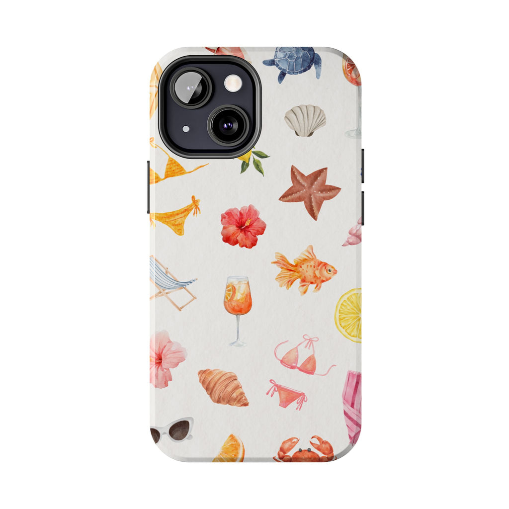 Summer Seashells Pattern Tough Phone Case — Beach Vacation Phone Cover