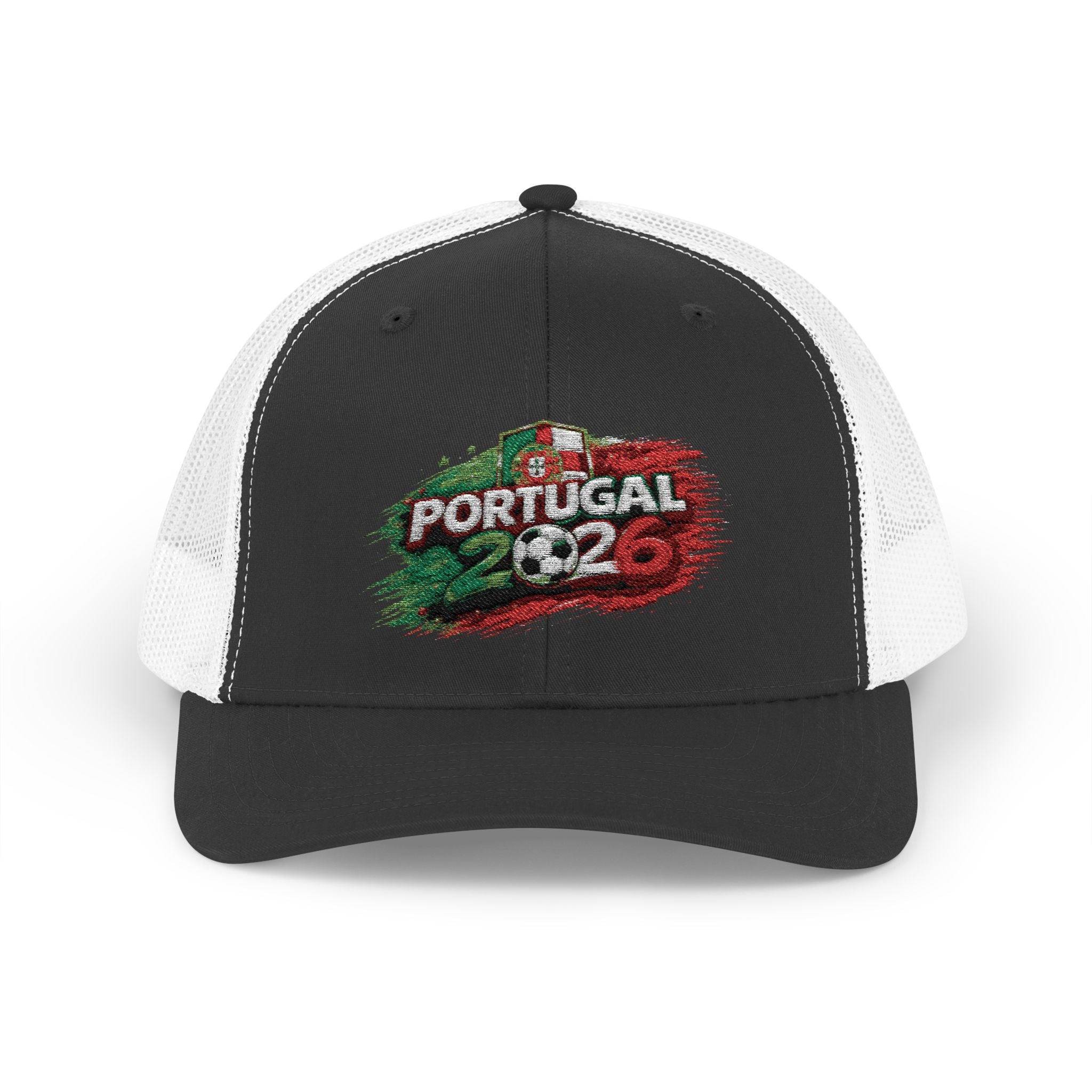 Portugal 2026 Soccer Snapback Trucker Cap – Vintage Flag Brushstroke Design